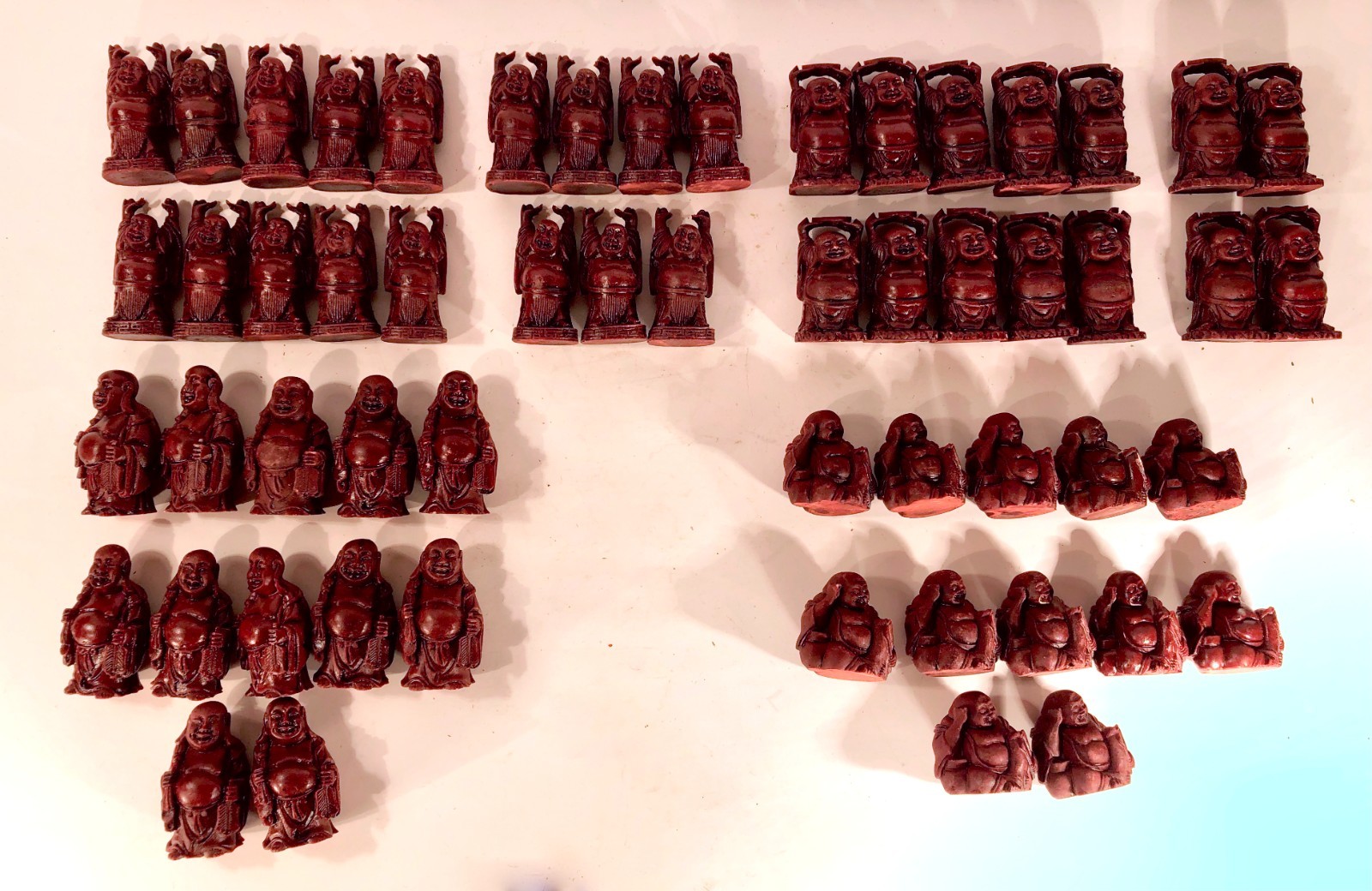 Vintage Buddha Figures To Heavy To Be Plastic Maybe Bakelite? Lot Of 55 Figures