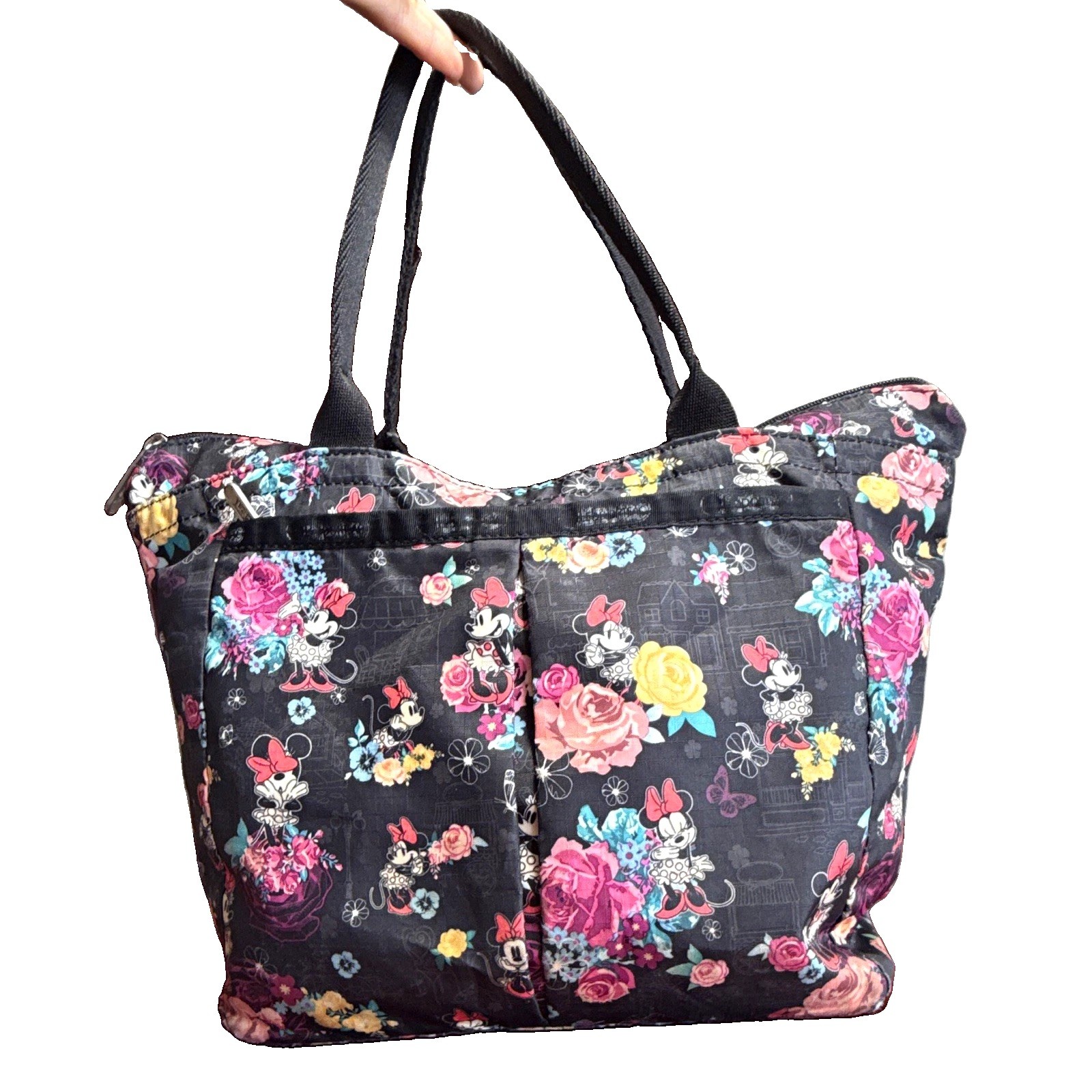 LeSportSac Disney Minnie Mouse Floral medium Tote Bag Black Multicolor