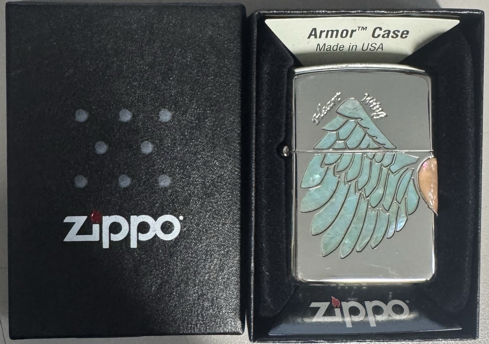 ZIPPO 2006 HEART ANGEL WING PEARL ARMOR LIGHTER UNFIRED IN BOX H399