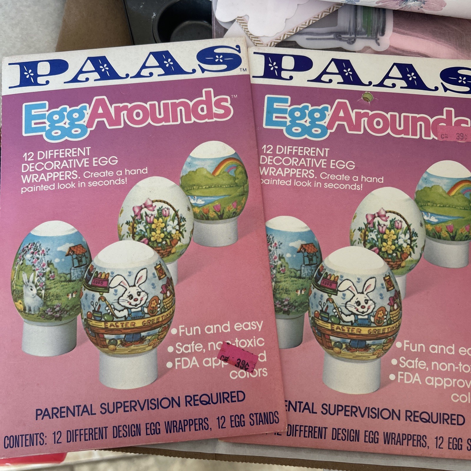 Lot Of 2 VTG 1980’s PAAS Egg Arounds Shrinkable Egg Wrappers New: Sealed Easter