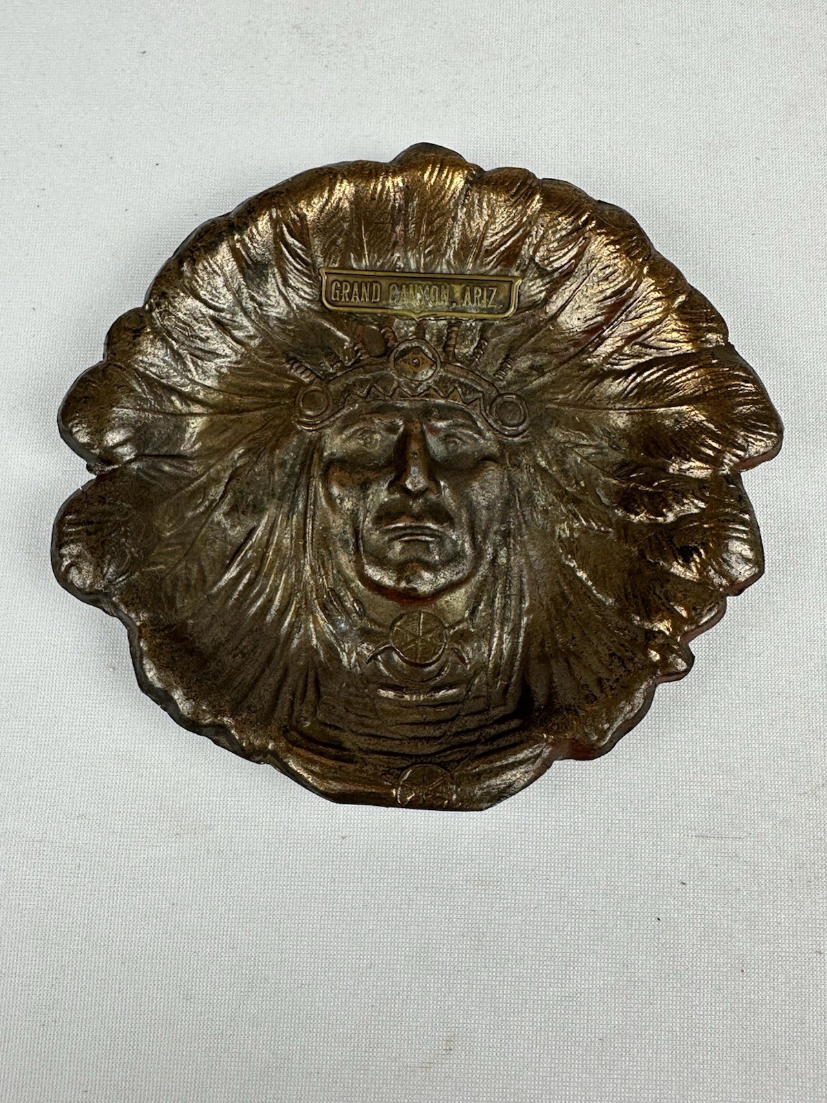 Vintage Native American Indian Chief Grand Canyon Souvenir Pin Tray