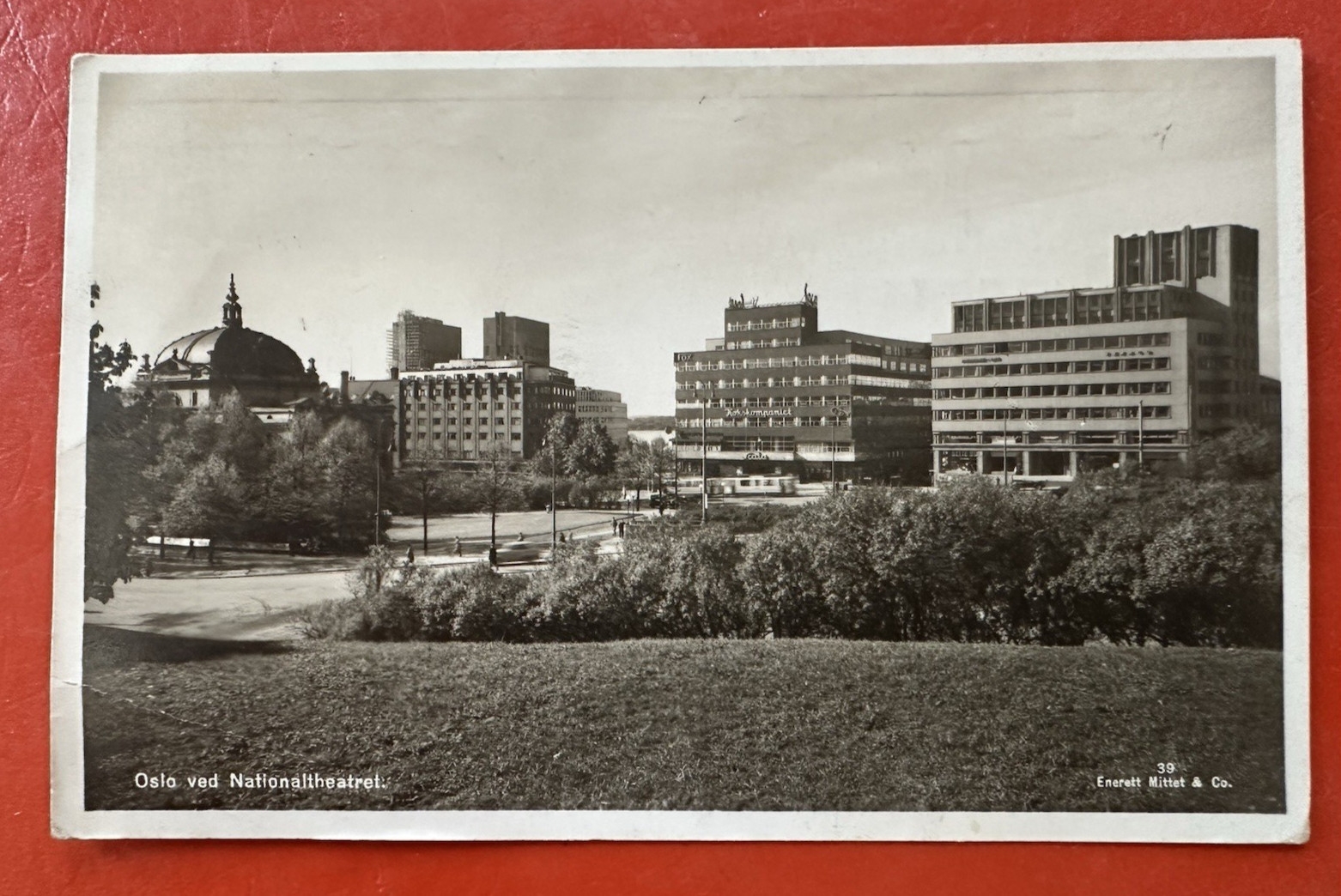 1939 OSLO NORWAY NATIONAL THEATRE  ~  Pre-WWII Vintage Postcard ~ Mailed to USA
