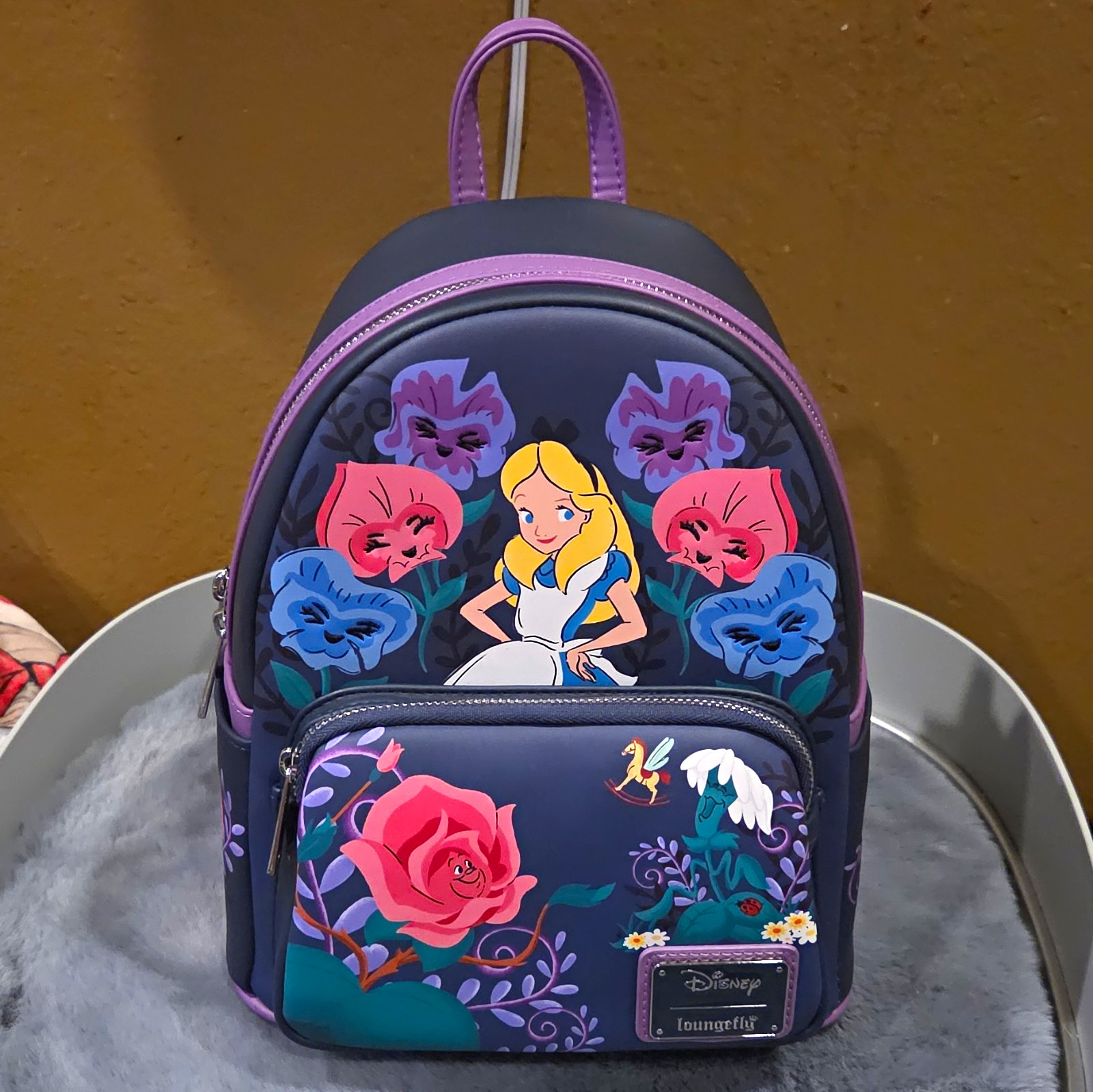 Loungefly Disney Alice in Wonderland Mini Backpack Floral Print Navy/Purple/Pink