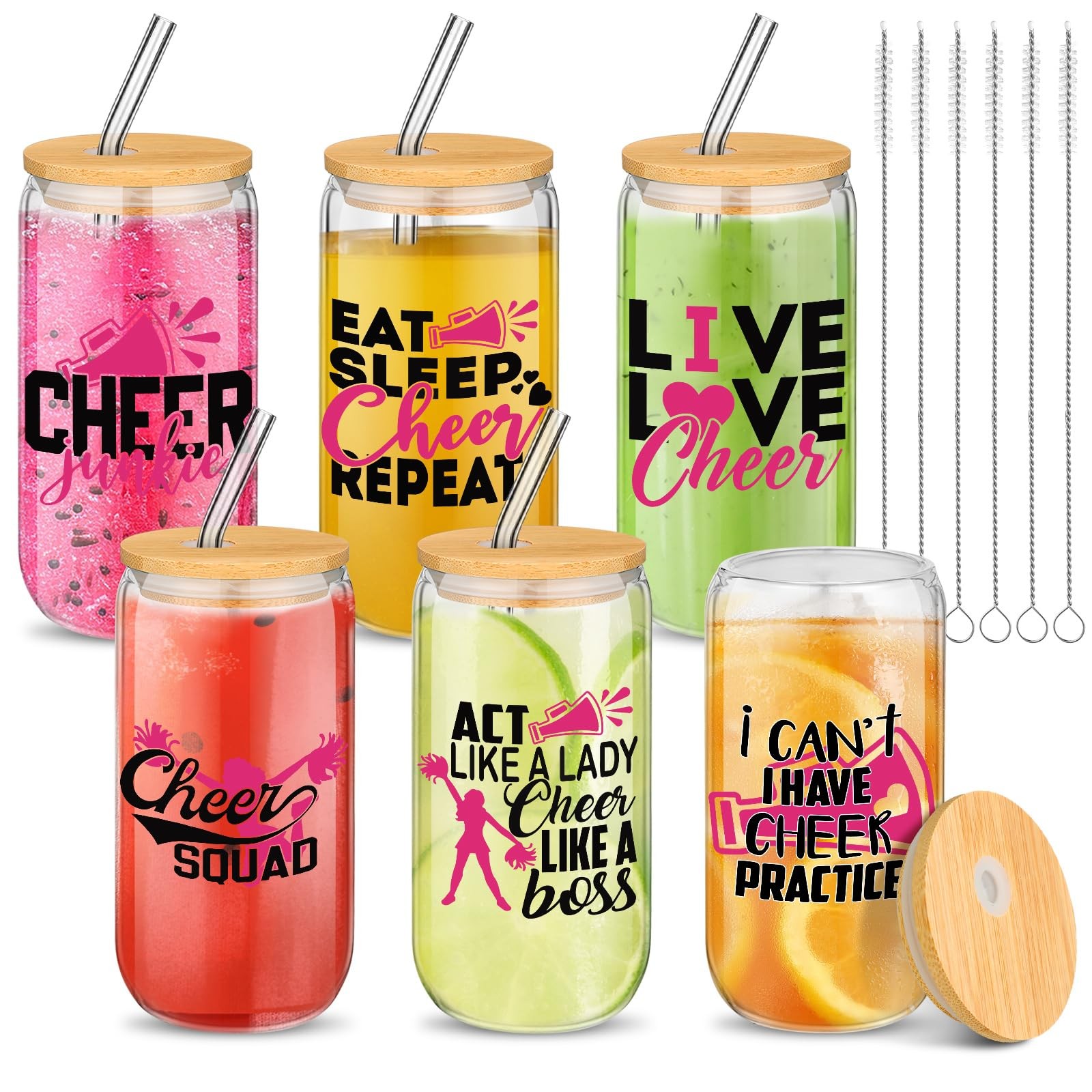Jingmore 6 Pcs Cheerleader Gift Bulk 5.75 inches (H) x 2.6 (W), Clear