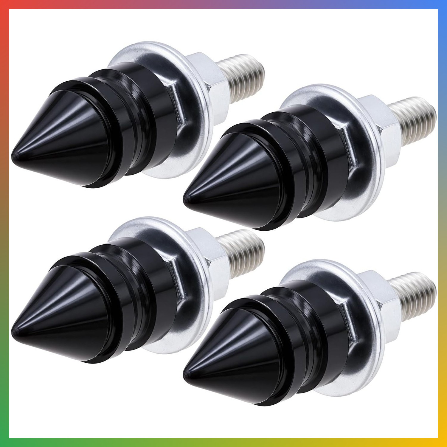 Spike License Plate Screws 4 Pcs Black Stainless Steel Bolt Decorative Anti-Thef