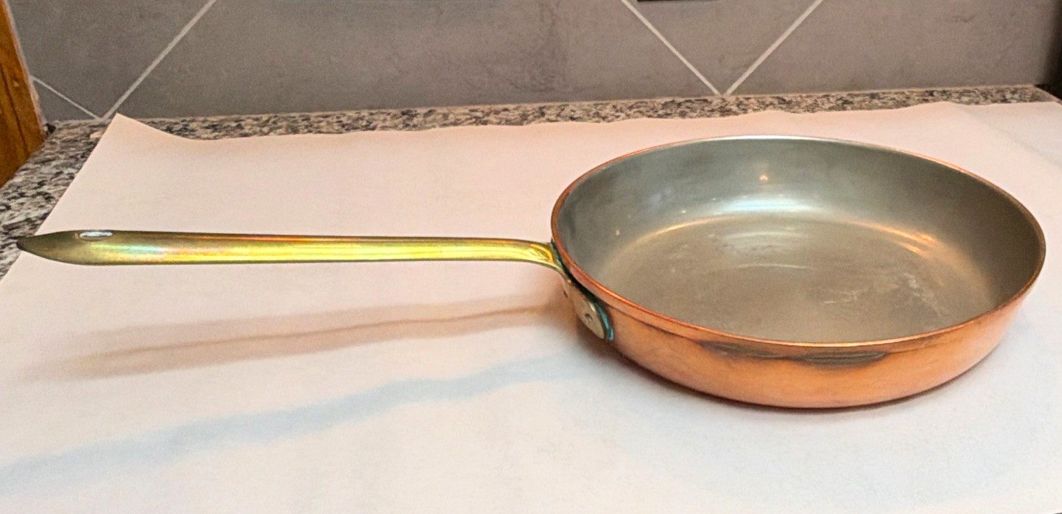 Vintage B&M Douro 10” Solid Copper Skillet Brass Handle Made in Portugal