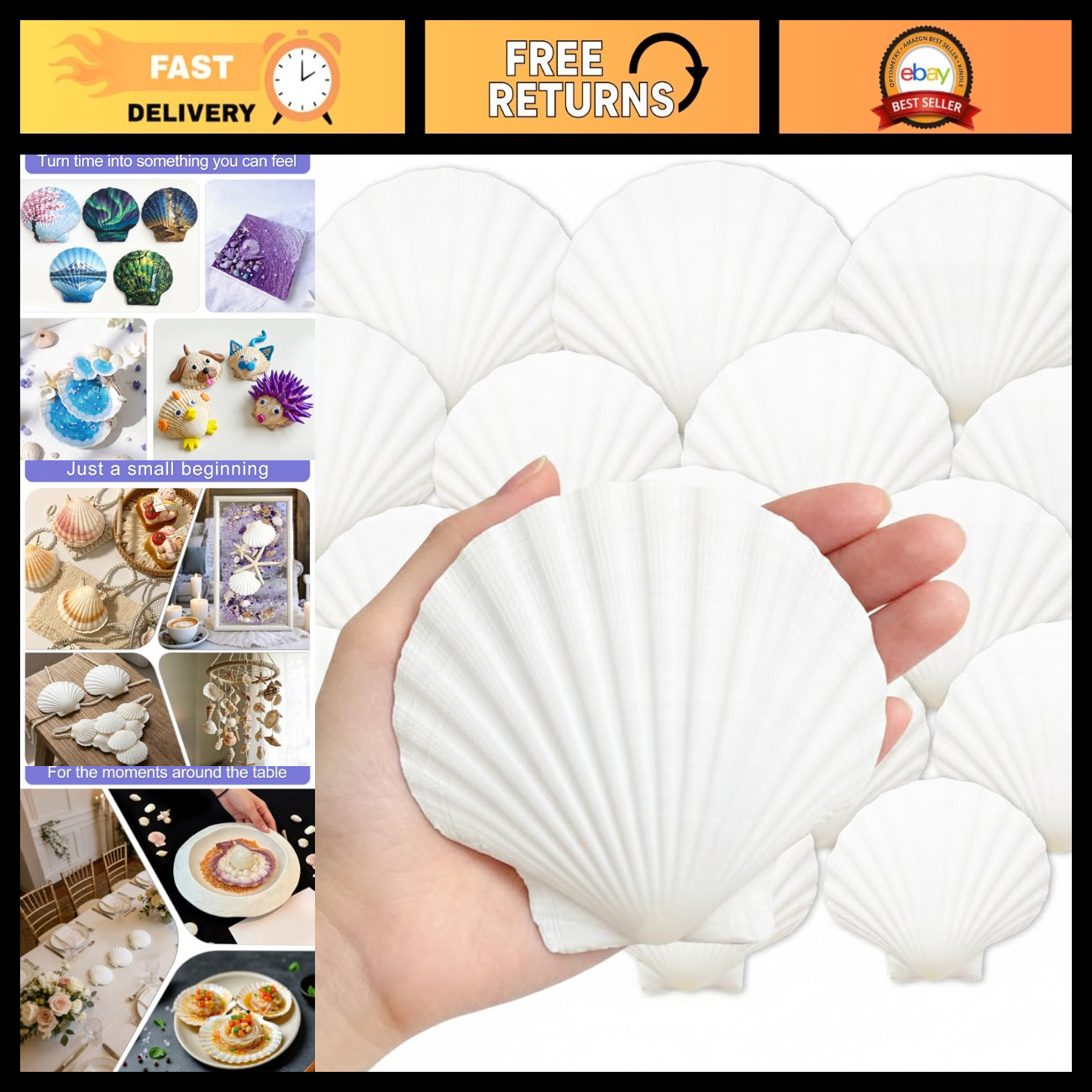 20 PCS Large Scallop Shells 4-5 Inch for Crafts, Decor, and DIY Projects