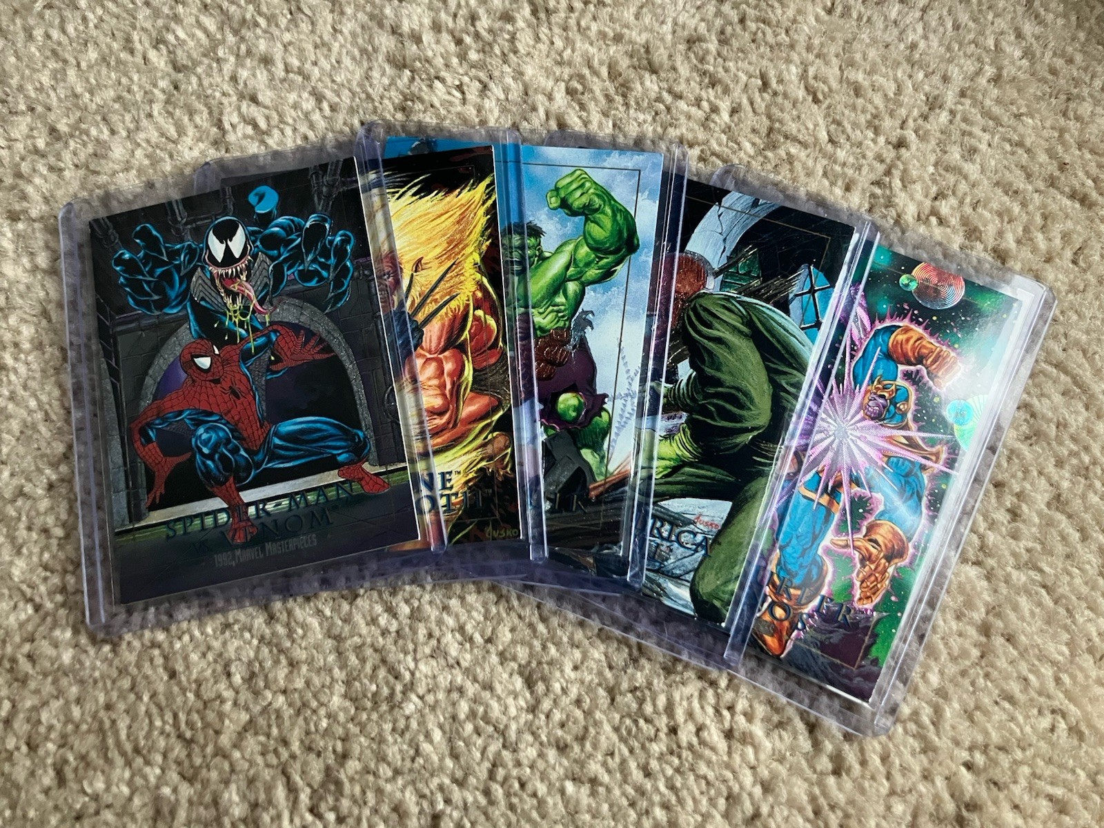 1992 Marvel Masterpieces Battle Spectra 5 Card Complete Set #1D-5D