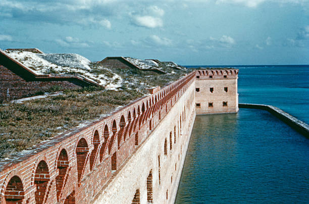 View of the Fort Jefferson coastal fortress within the Dry Tortuga- Old Photo