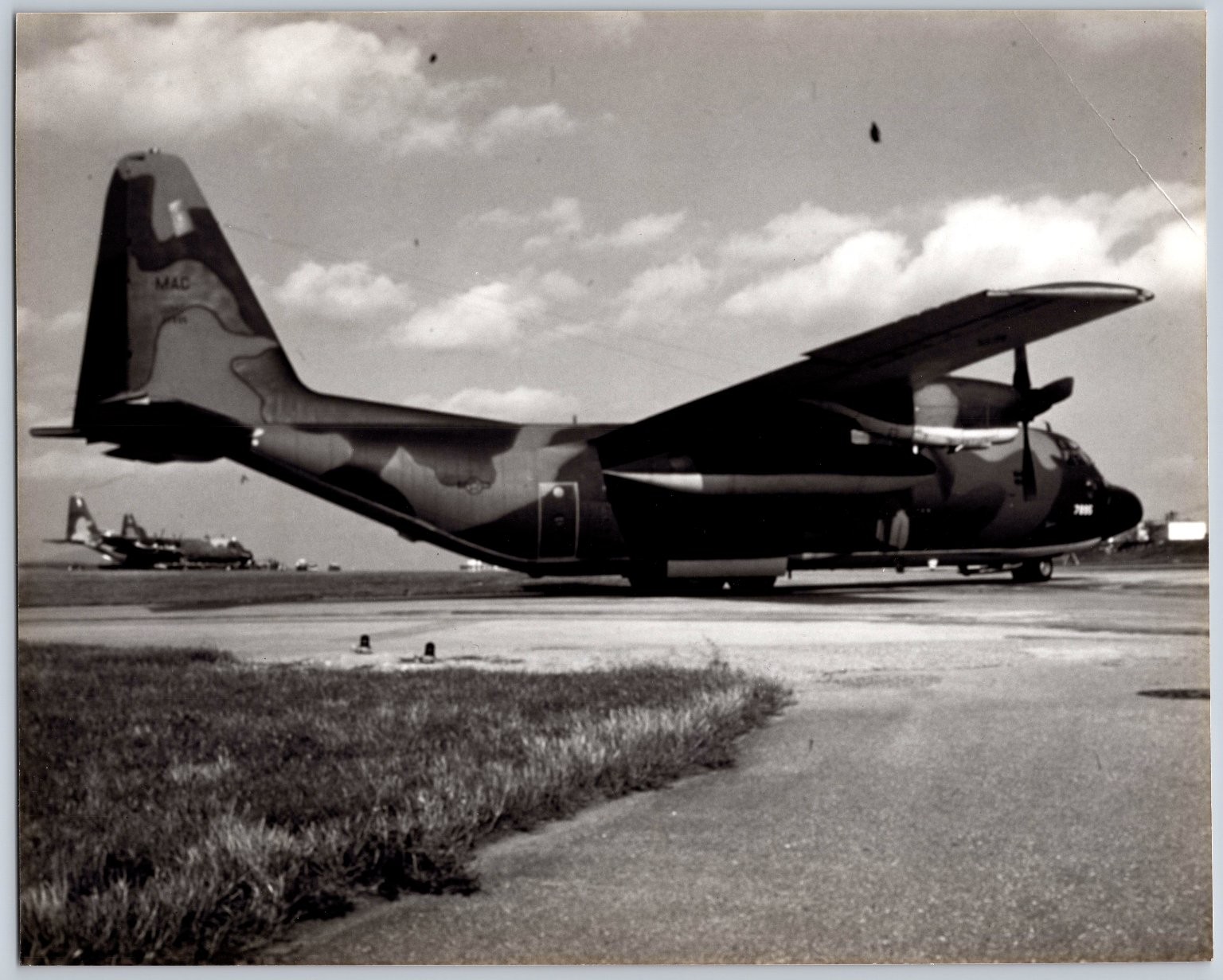 Vietnam War MAC C-130 Hercules Aircraft Original Photograph B&W Airfield