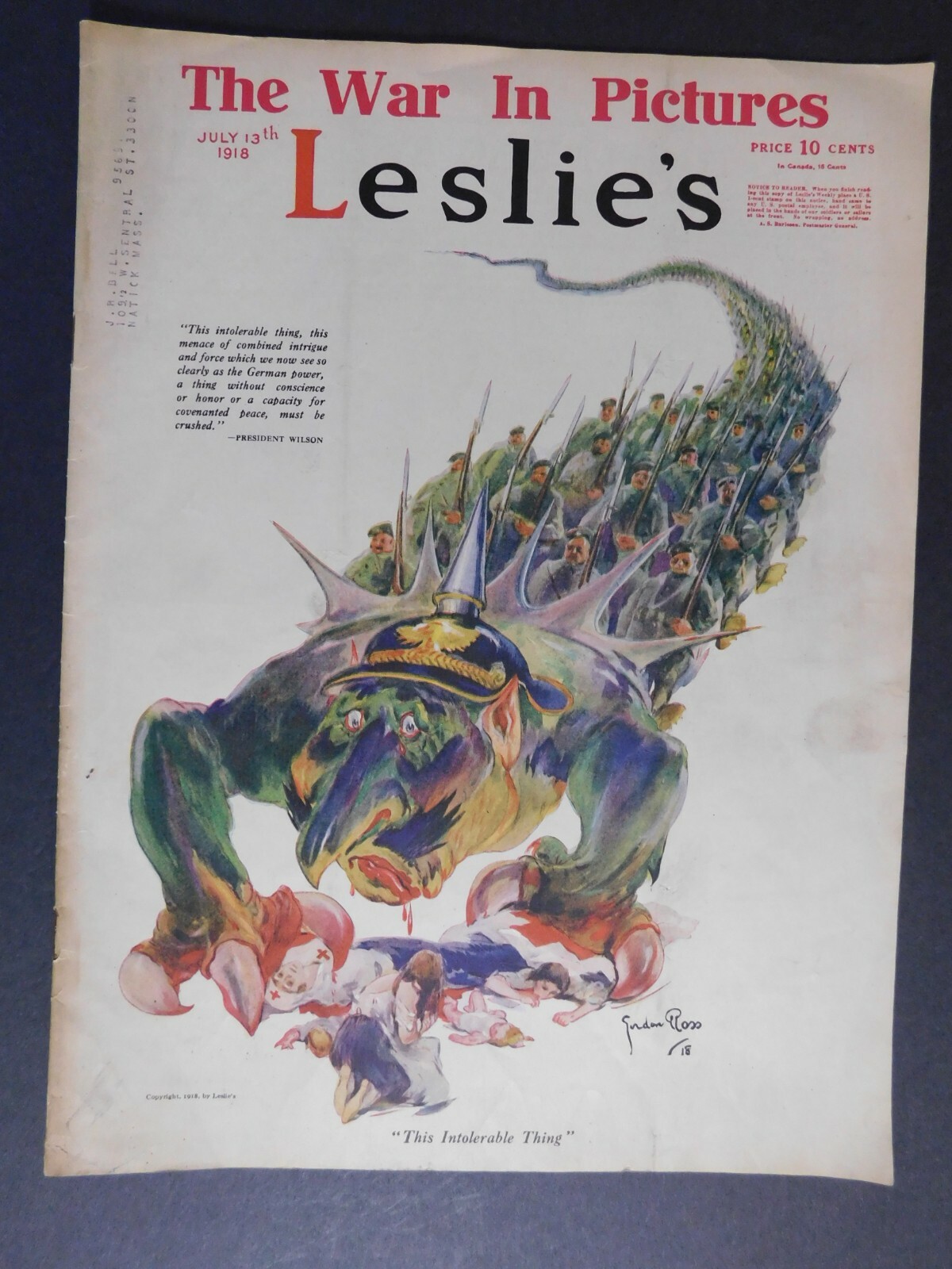 WWI Era July 13 1918 Leslie's 