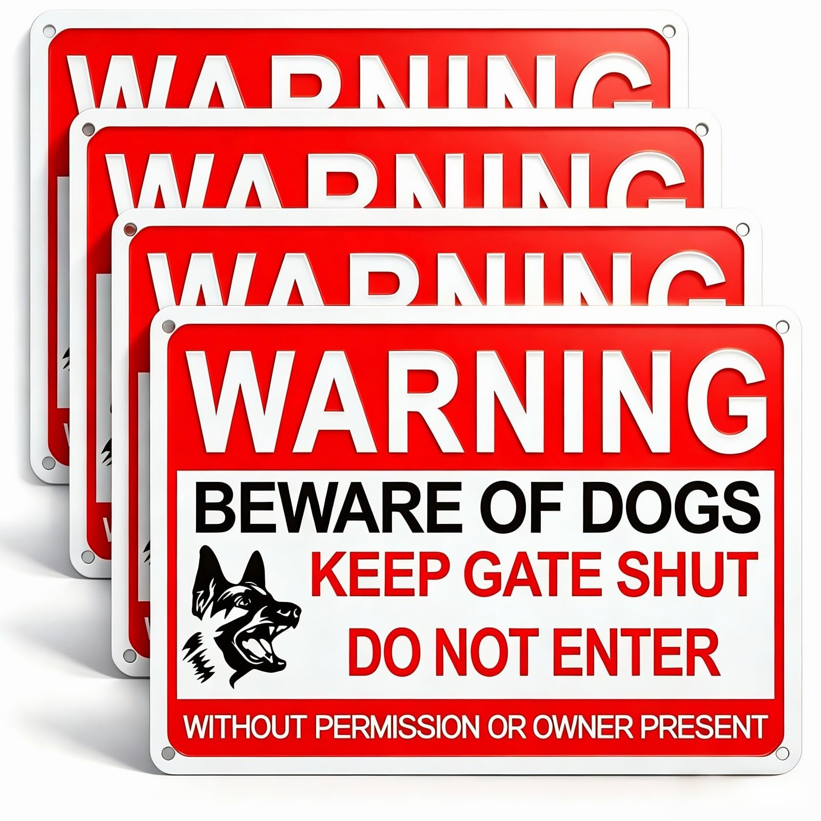 4 Pack Beware Of Dog Sign,12x8 Inch Beware Of Dog Signs For Fence