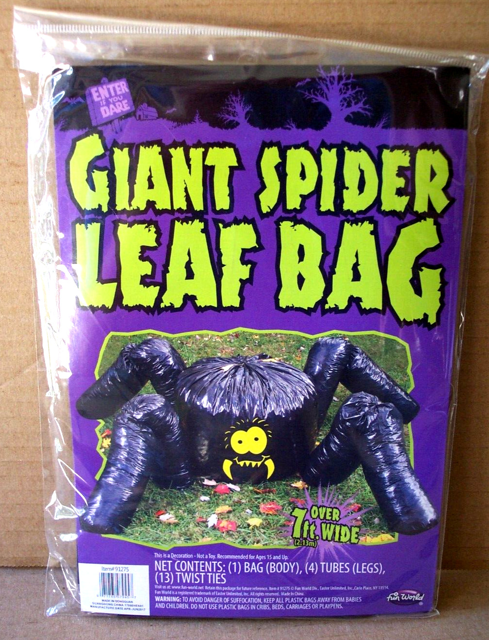 Giant Spider Leaf Bag, Over 7\' Wide Great Family Fun Halloween Yard Fall Decor
