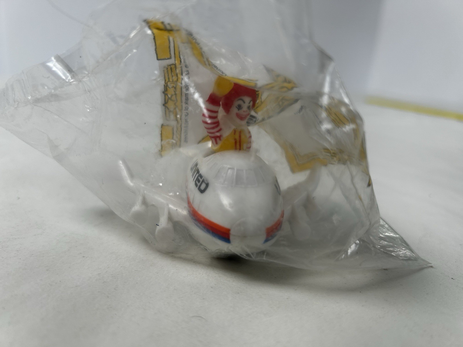 NIB 1991 McDonald\'s Friendly Skies Happy Meal Ronald in United Airlines Jet Toy