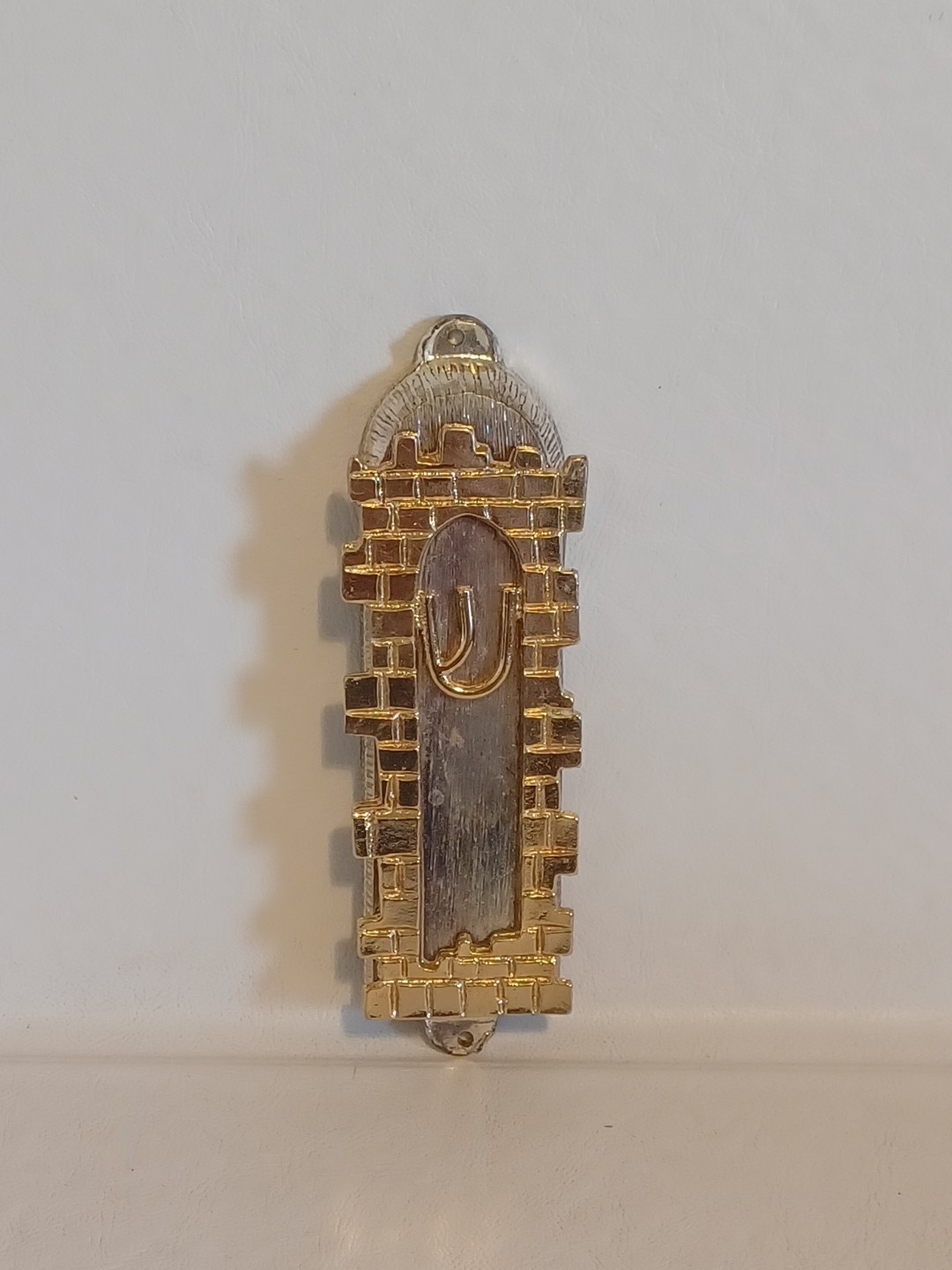 Vtg 24k Gold Plated And Silver Jerusalem Mezuzah. 5
