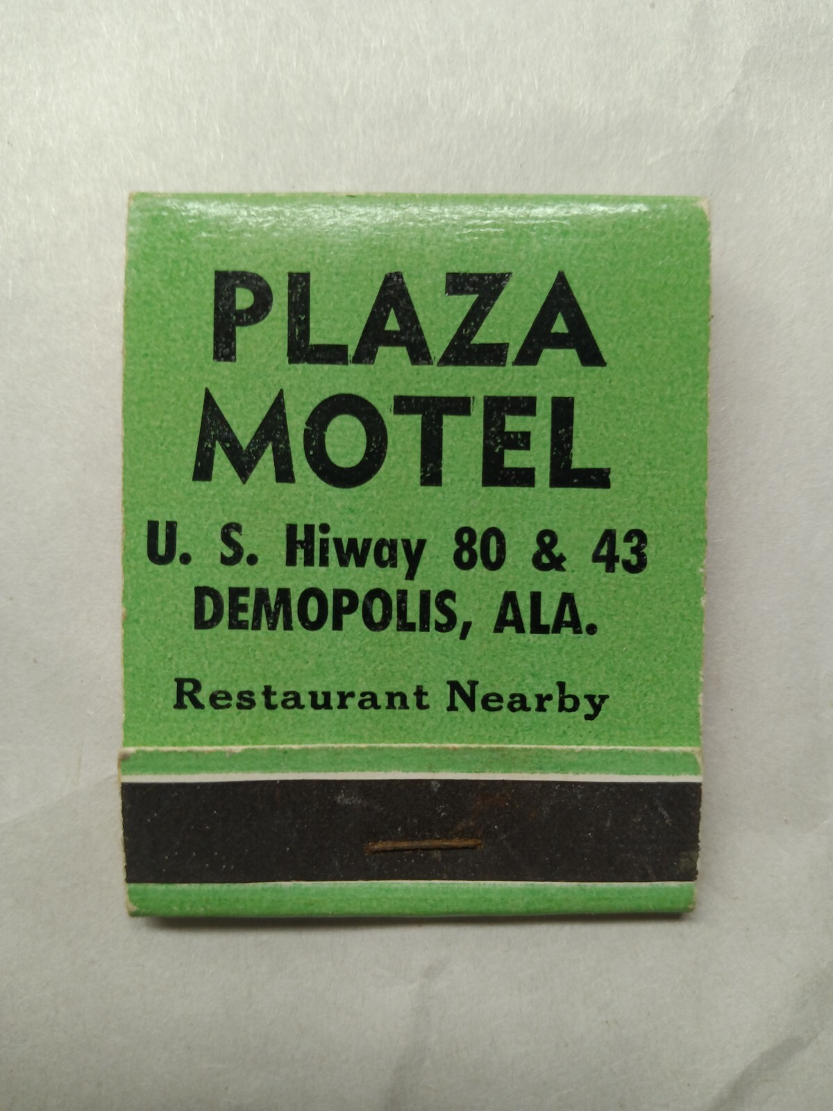 Vintage MatchBook Plaza Motel US HWY 80 & 43 Demopolis,Alabama Unstruck