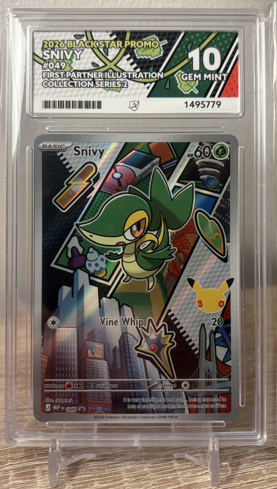 Pokemon Snivy 049 Black Star Promo First Partner ACE 10 Gem Mint