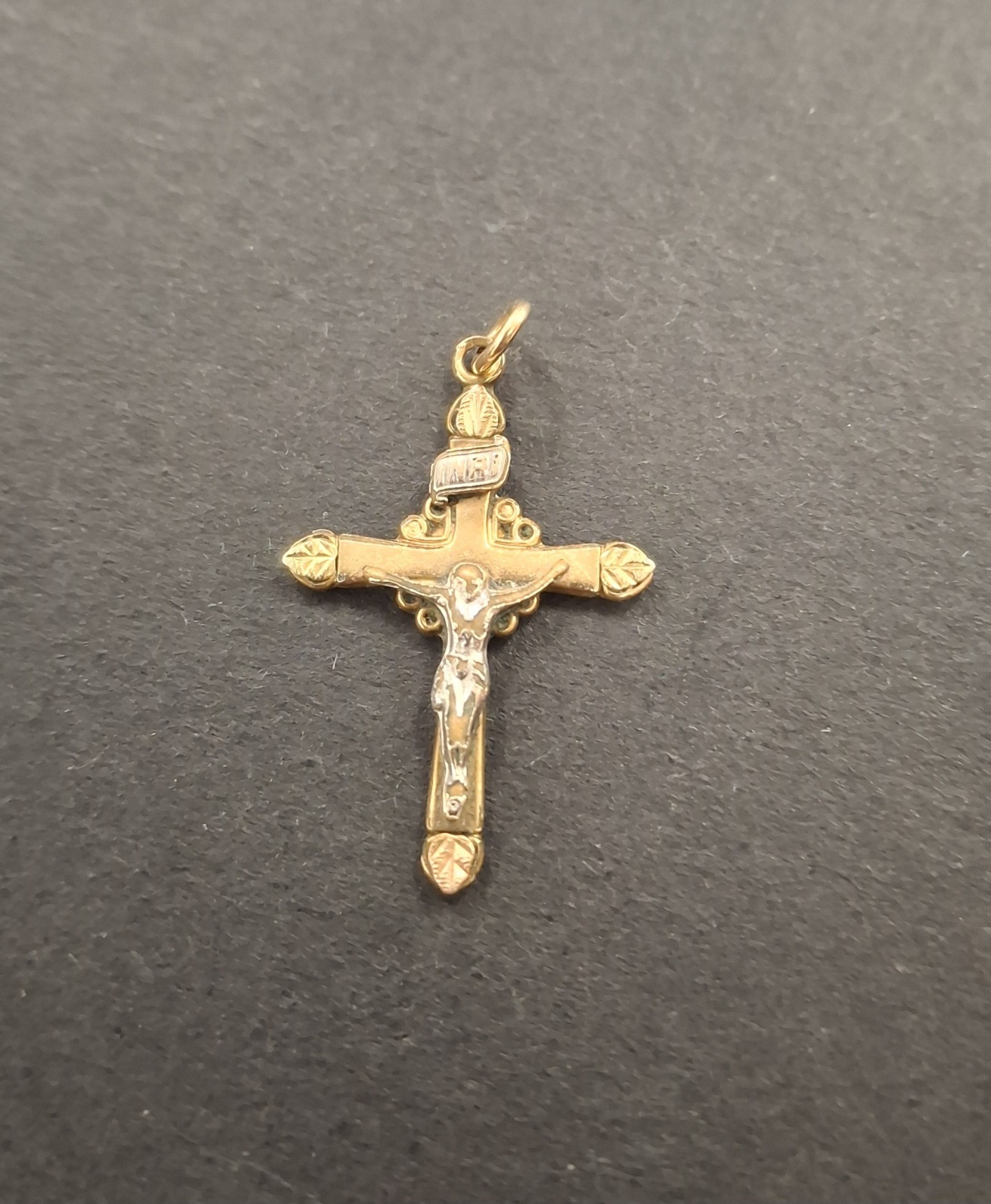 Antique 14kGF W/10k Trim Crucifix Cross Pendant