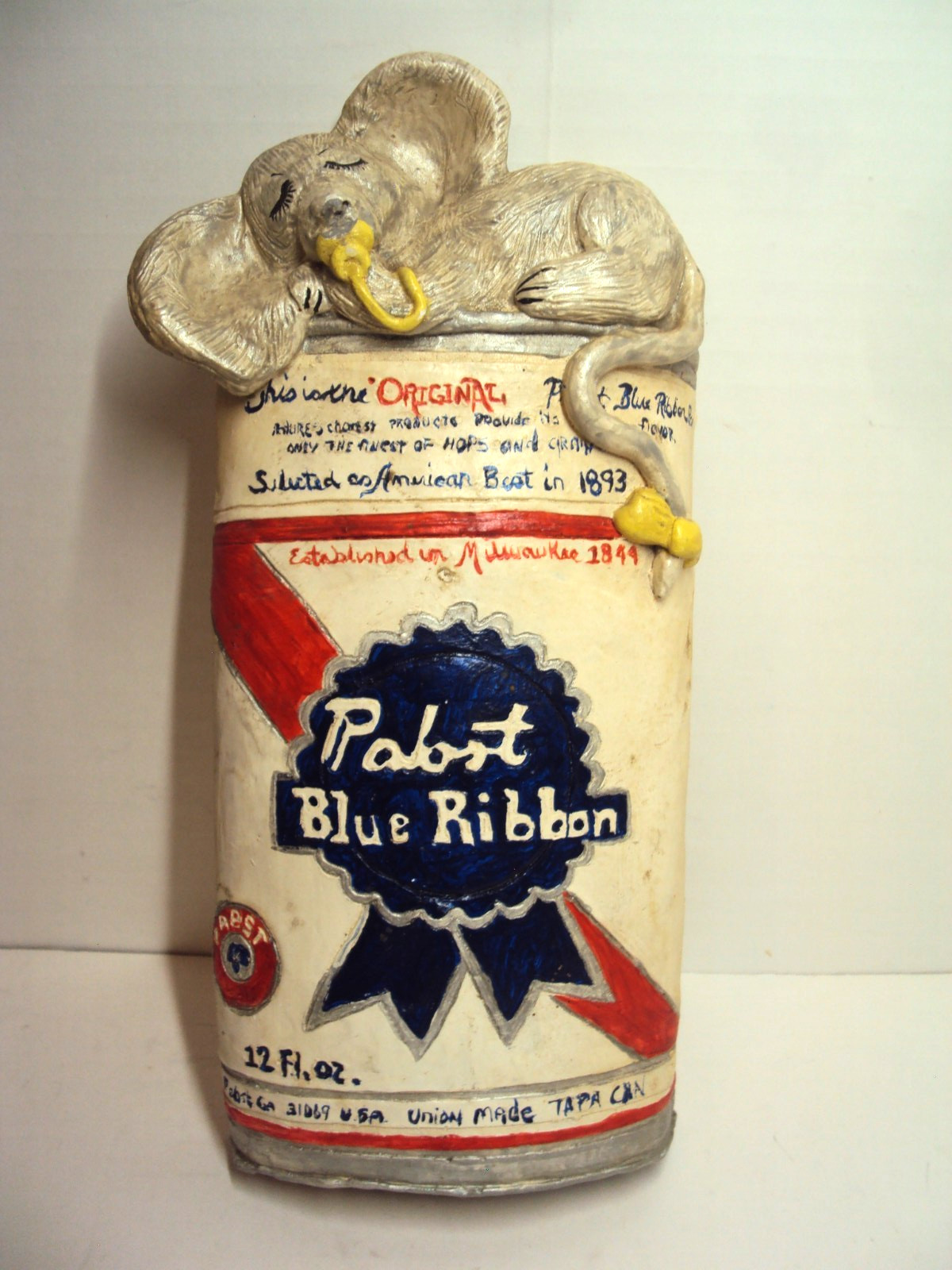 Vintage Chalkware/Ceramic Beer Can Art HTF 1970's Bar Advertising Pabst Beer