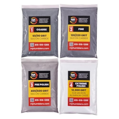 Rock Tumbler Grit Kit Refill for 10lb Tumblers, 4 Stage Polish System