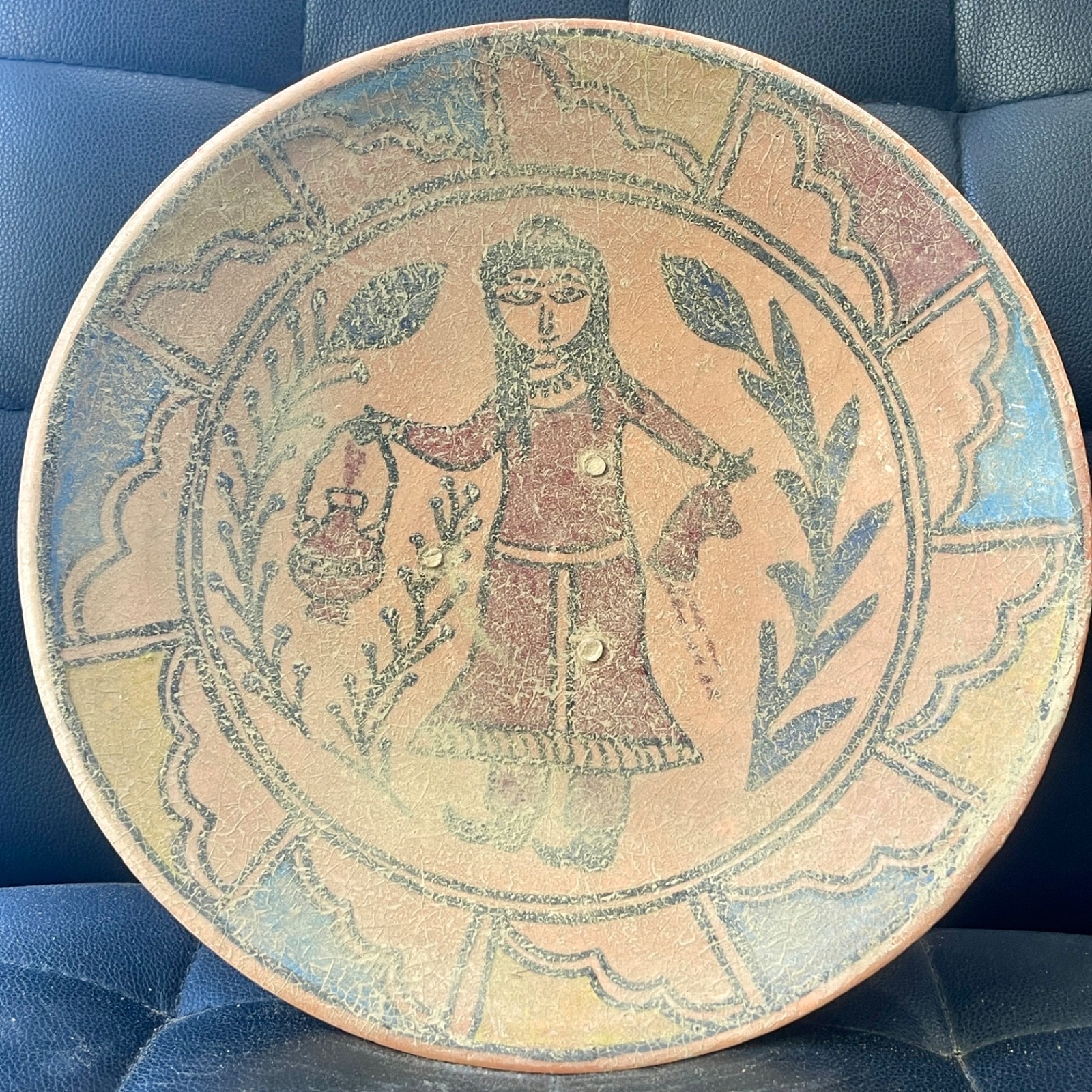 Wonderful Large Ancient Islamic Kashan Ceramic Glazed Pottery Bowl