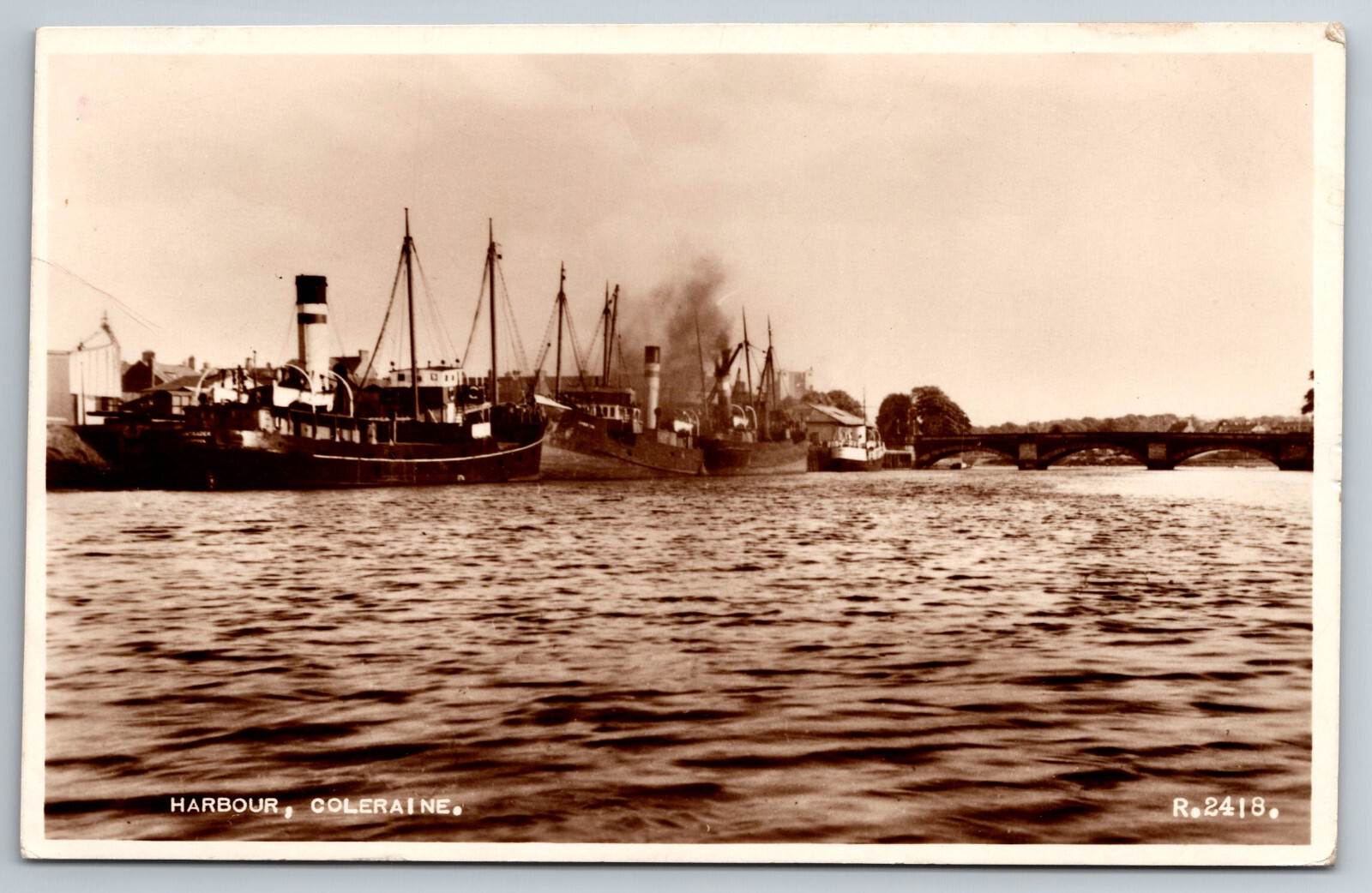 Ireland, Coleraine, Harbour, Ships, c1955, RPPC, Vintage Postcard