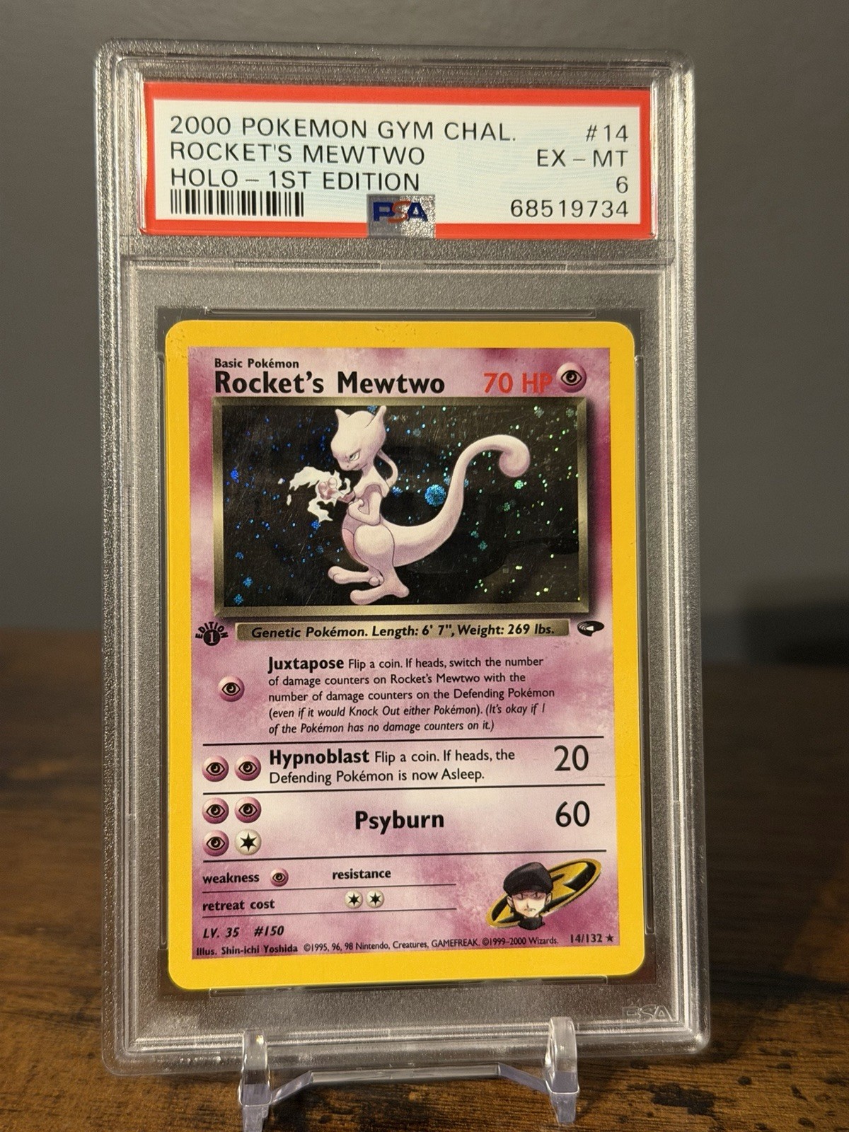 Pokémon 2000 Gym Challenge Rocket's Mewtwo 1st Ed Holo #14/132 PSA 6