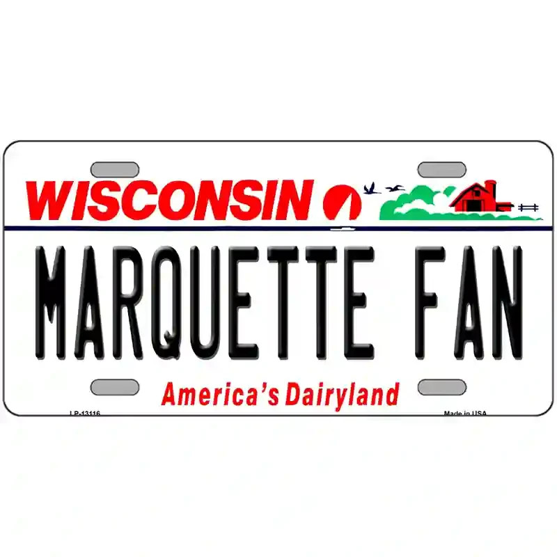 Marquette Fan Metal Novelty MINI Plate Size Tag Sign Car Truck Wall Home
