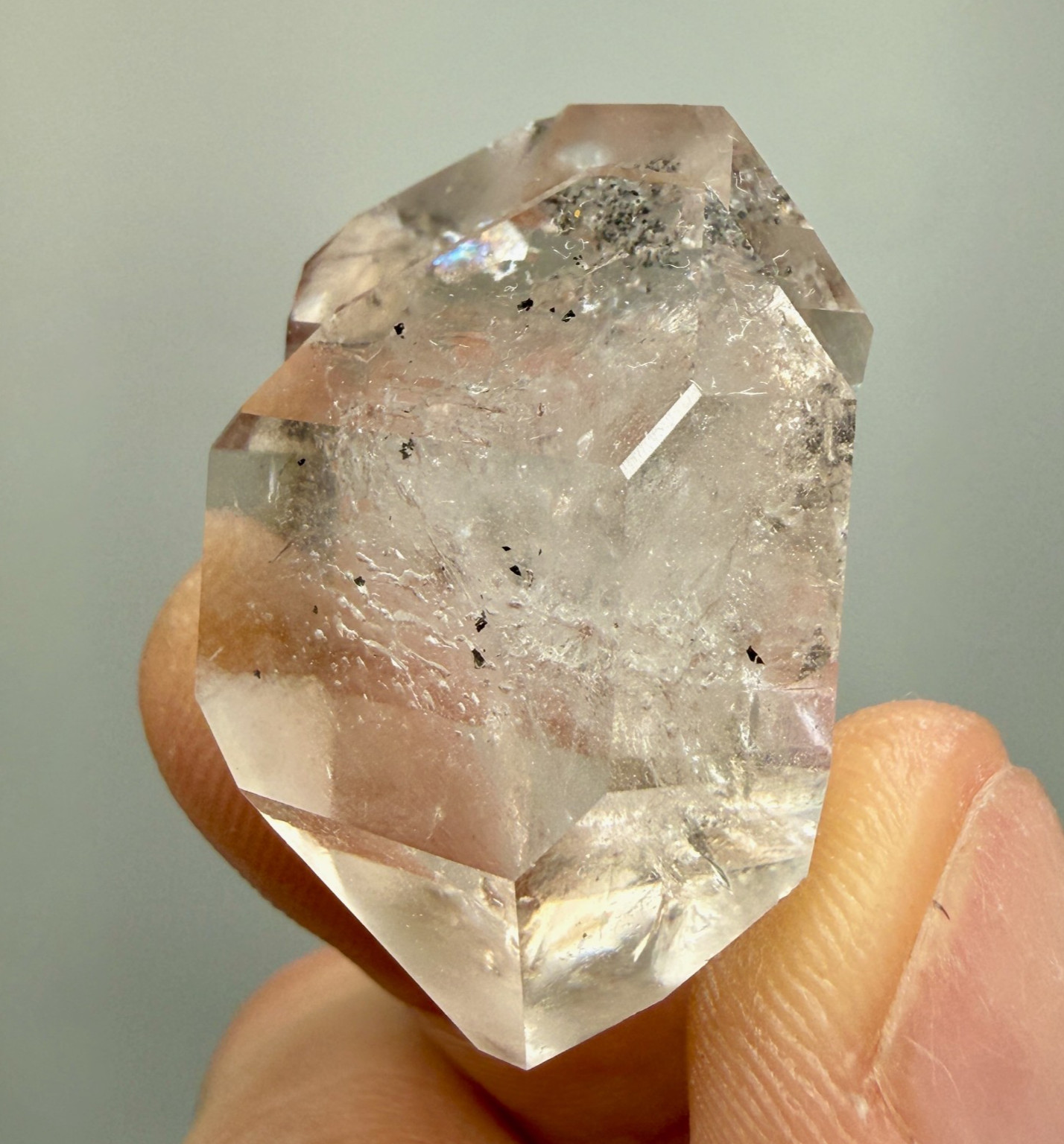 Light Smoky Herkimer Diamond Gem Cluster w/ Minor Hydrocarbon, A Grade Clarity