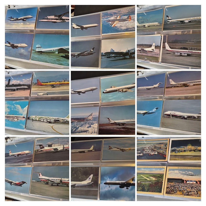 60 vintage aviation postcards featuring various classic airplanes and airlines 