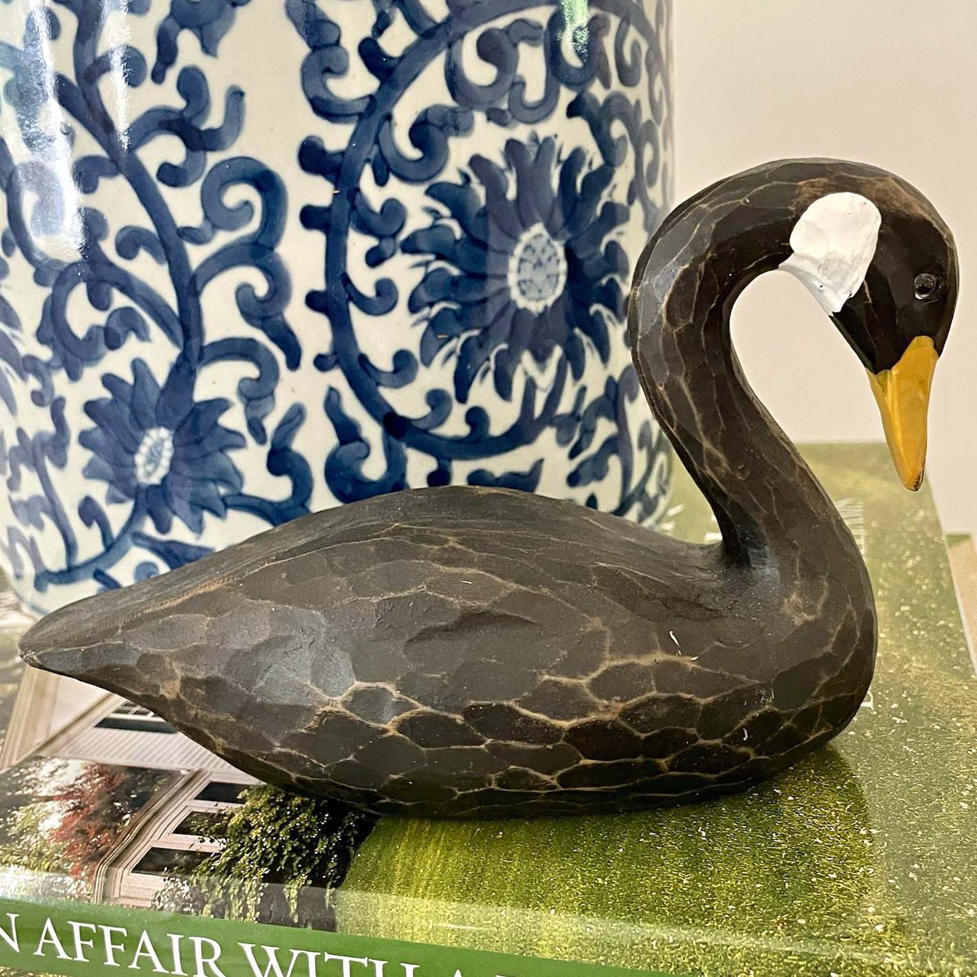 Timeless Black Swan Figurine Sculpture, Painted Finish
