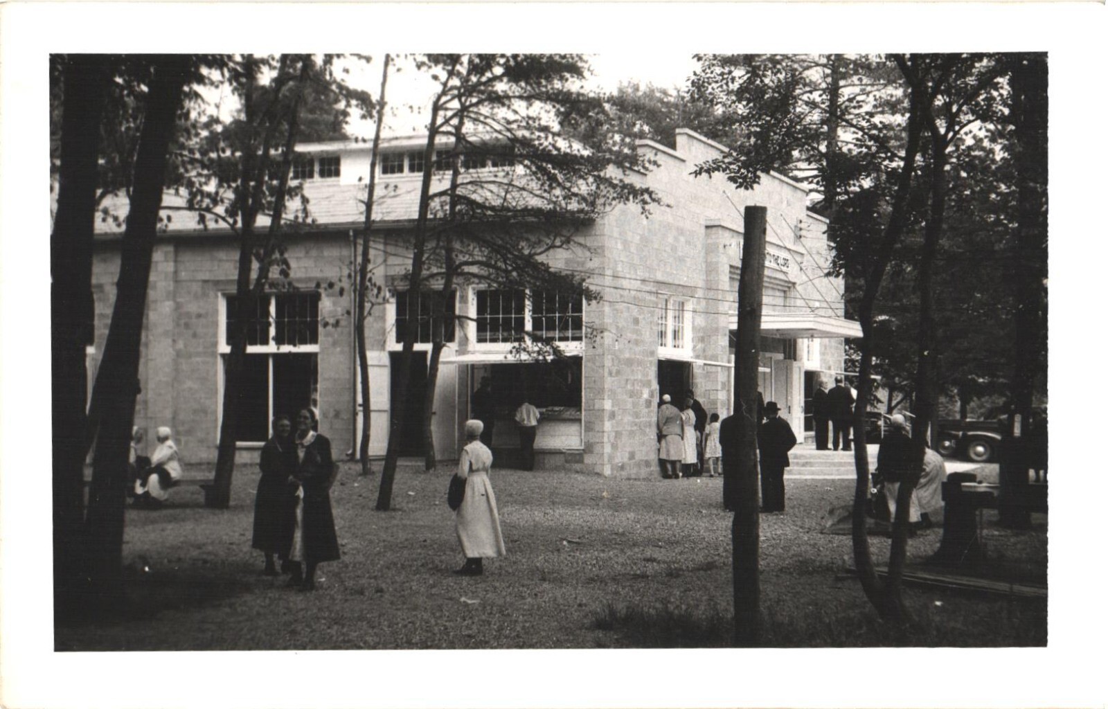 Social Gathering at Modern Building RPPC Real Photo Postcard 1920s Unposted