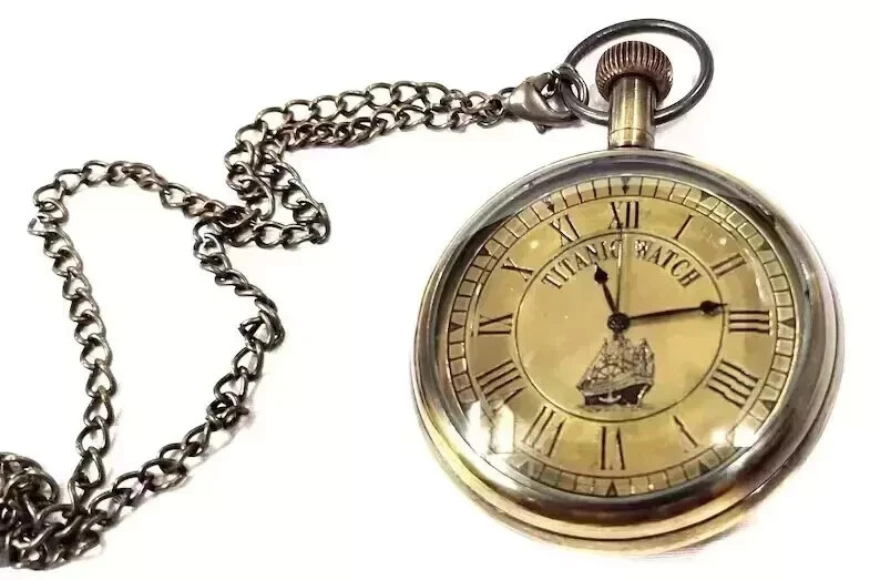 Handmade Antique Brass Elgin Pocket watch W/ Chain Nautical gifts item