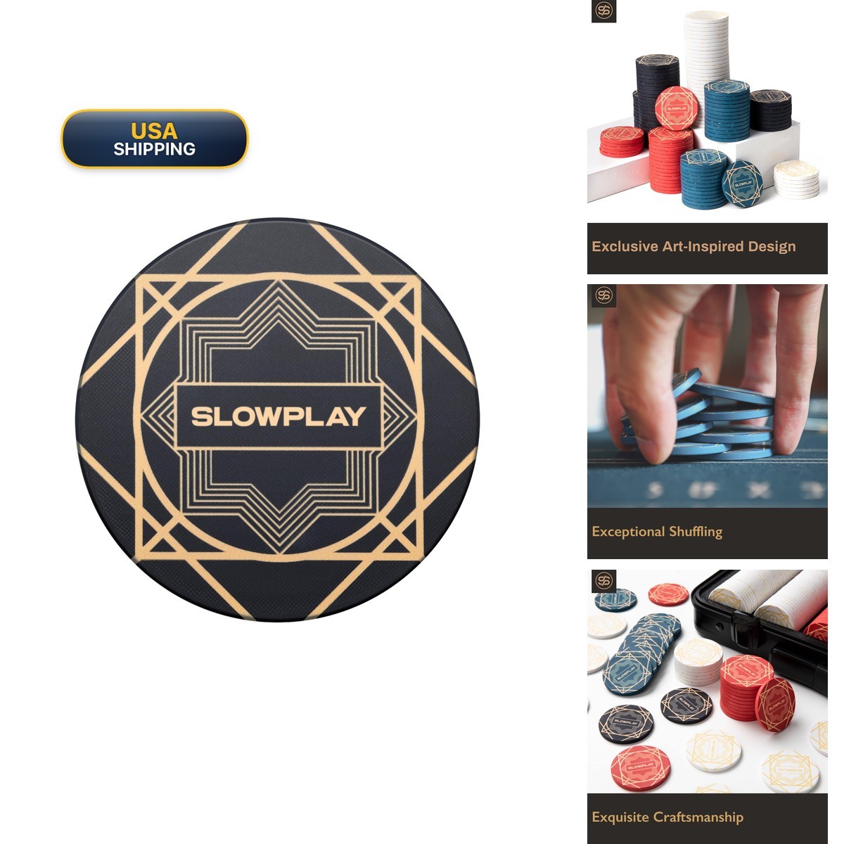 SLOWPLAY Nash Ceramic Poker Chips 10g 39mm 50 pcs for Texas Hold\'em