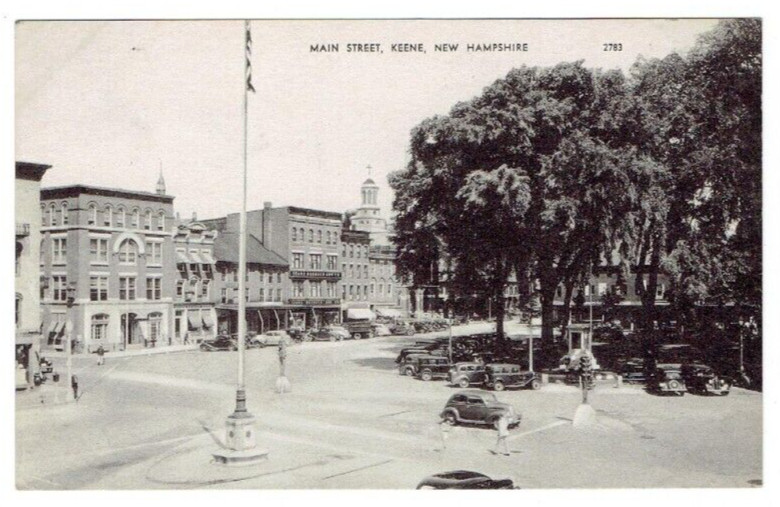 Main Street Keene New Hampshire NH Postcard Stop Light Cars Unposted