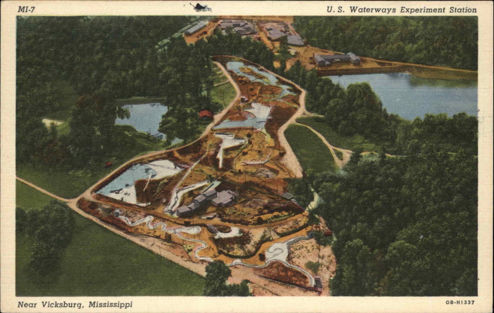 Vicksburg Mississippi MS US Waterways Experimental Station c1930s-40s Linen PC