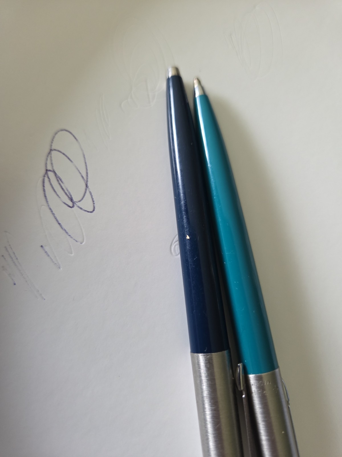 Vintage Parker Jotter Pen and Pencil Set Teal Turquoise Navy Blue Click Working