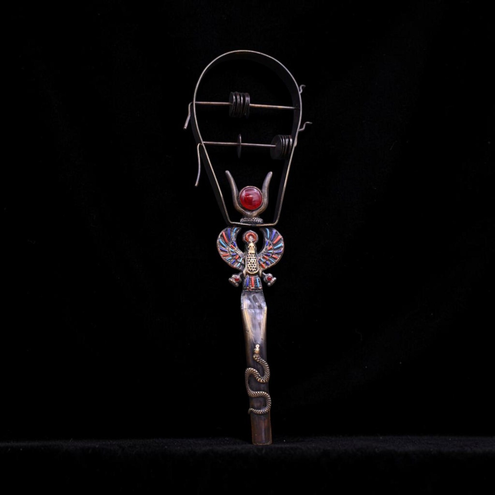 Egyptian Artifacts A Rare Authentic Pharaonic Sistrum Of Egyptian God Horus BC