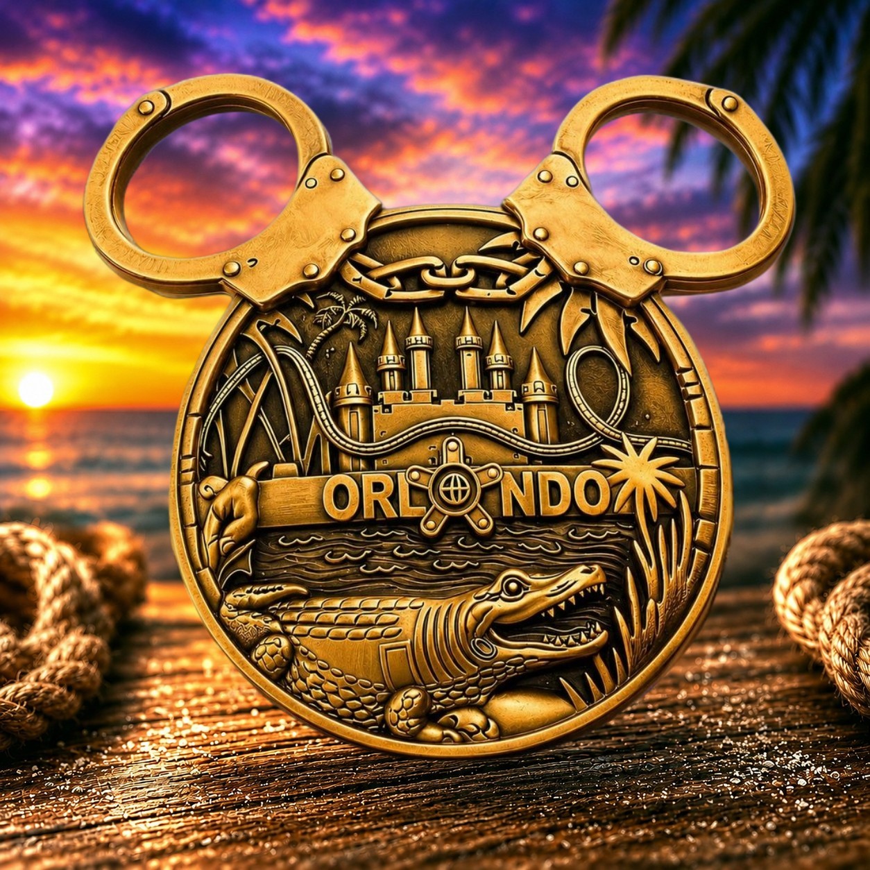 🔥WDW Orlando Gold Mickey Disney Ears Challenge Coin U.S. Secret Service Office