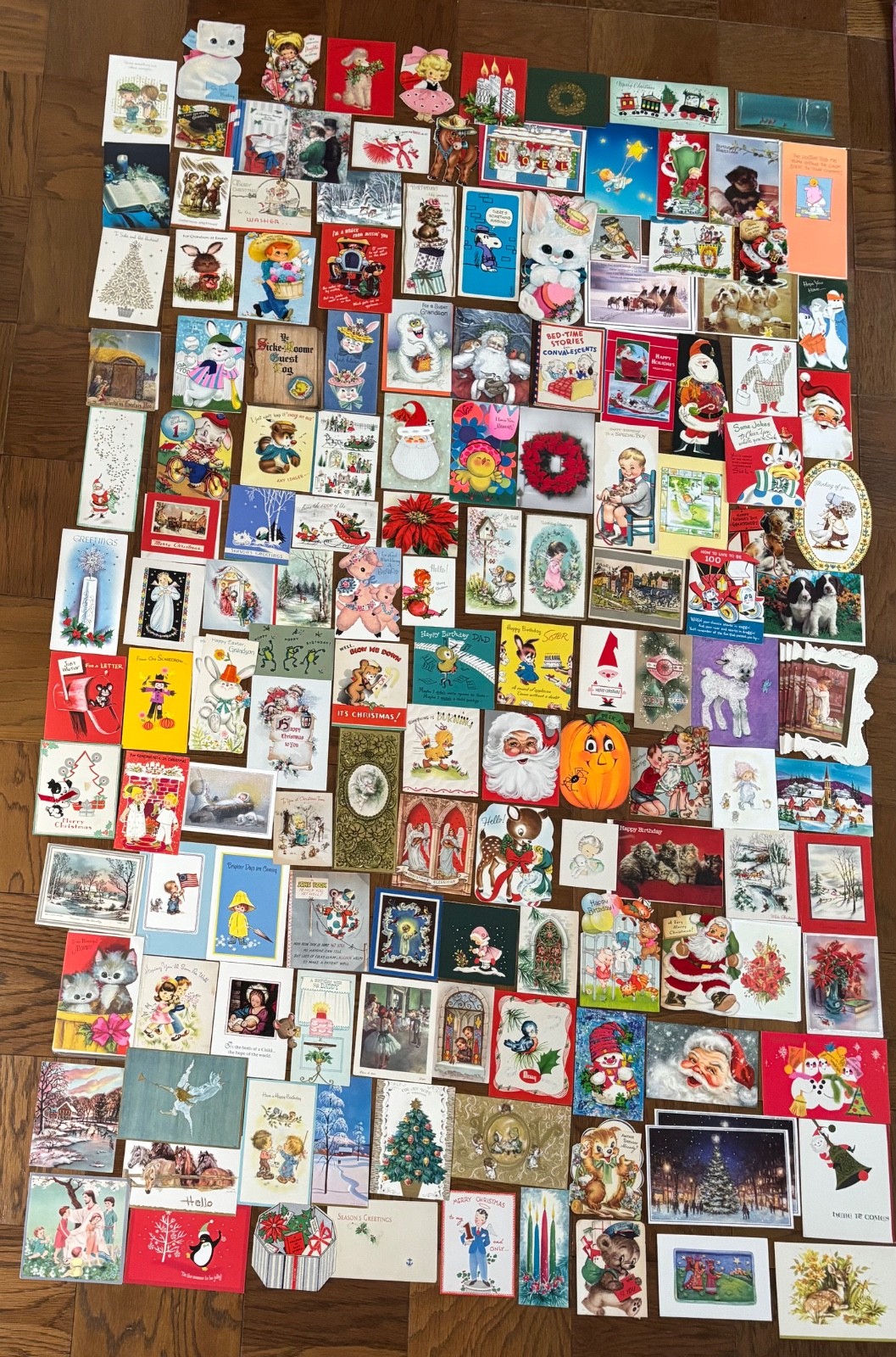 Lot of 150 Greeting Cards Vintage 1940s Thru 1990s Assorted Holidays Most Used
