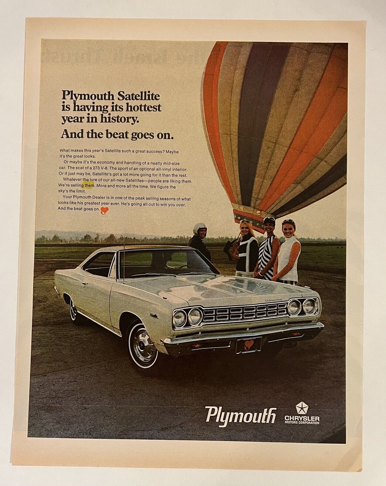 Plymouth Satellite 1968 Life Print Add “And The Beat Goes On”