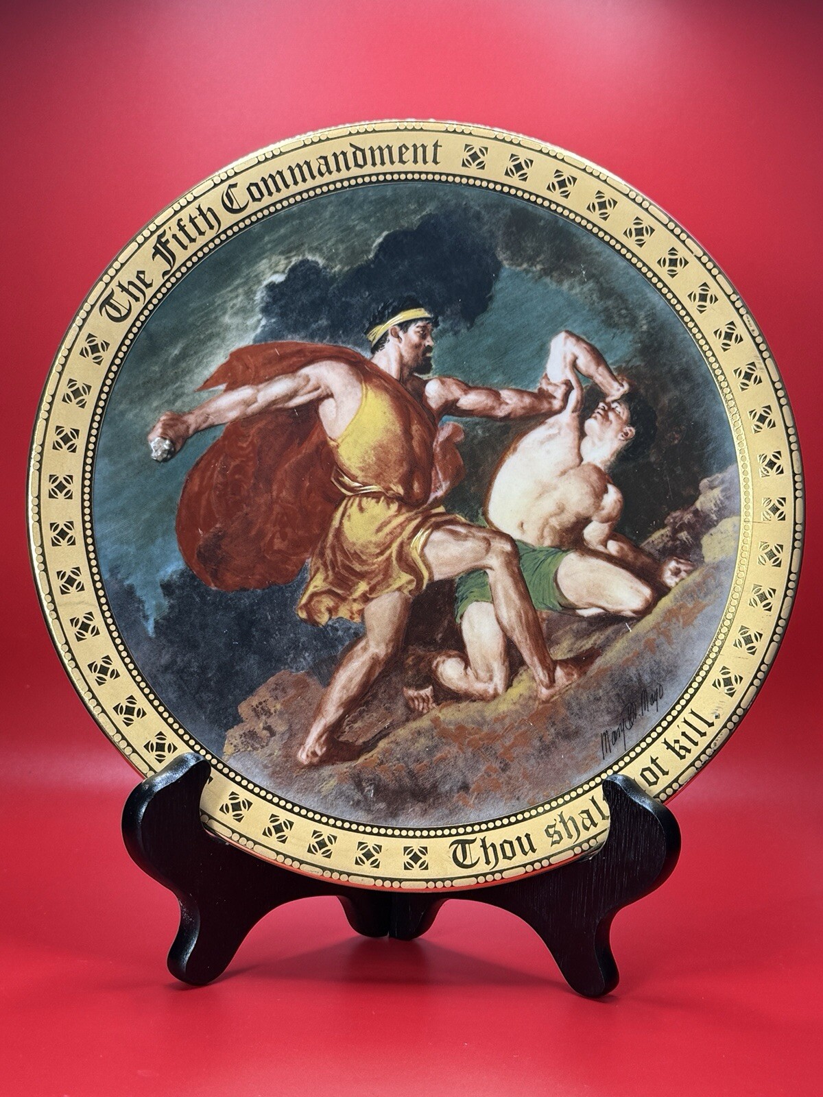 Vintage Fifth Commandment collector plate Mary Mayo 24k Gold Danbury Mint