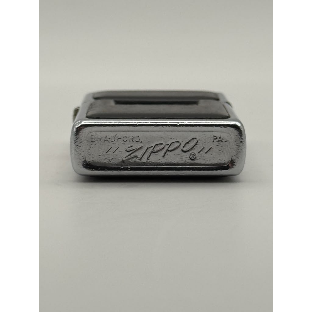 1978 Zippo Regular Black Enamel Script Monogram Plaque Lighter Vintage USA Used