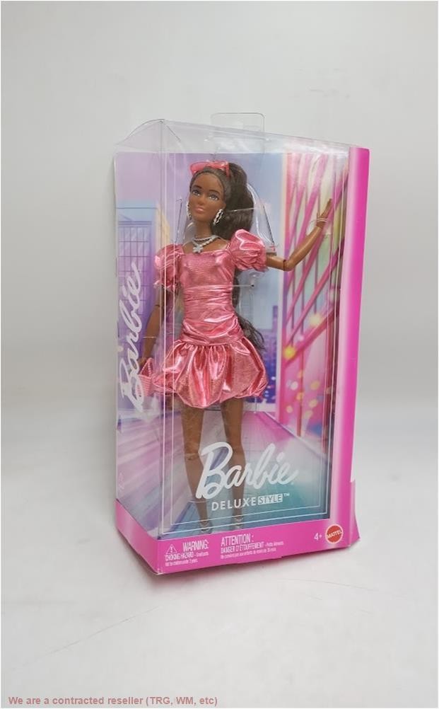 Barbie Deluxe Style Fashion Doll #6 in Metallic Coral Dress SEE DETAILS