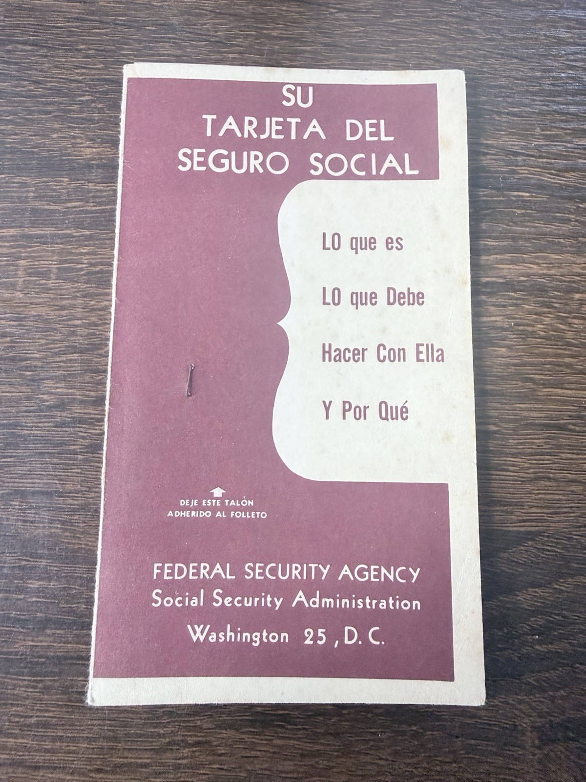 Vintage 1951 Social Security Spanish Pamphlet Puerto Rico SSA Government