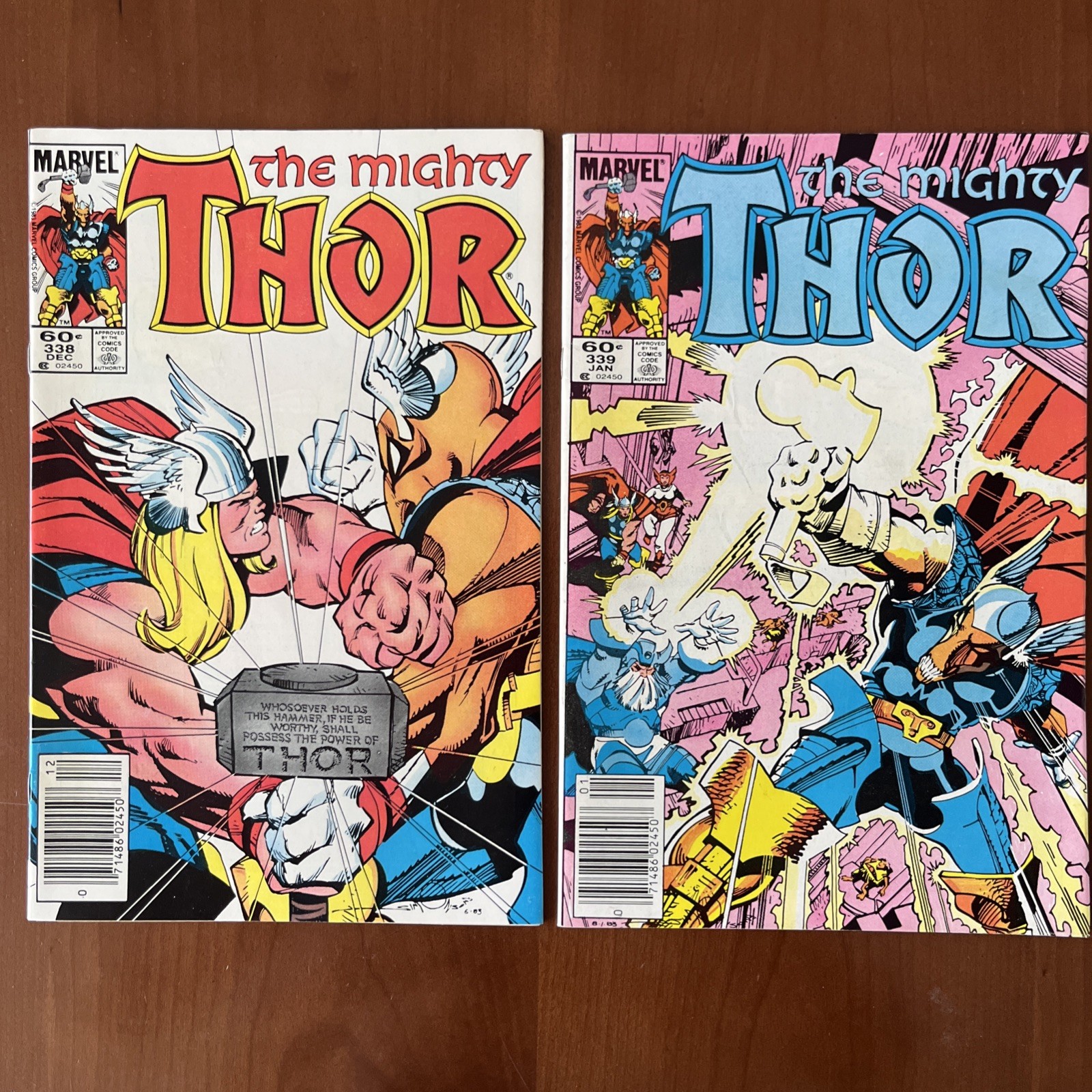 Thor #338, 339. 9.2/8.5. 2nd App-Origin Beta Ray Bill. Newsstand. C Pix, Notes.
