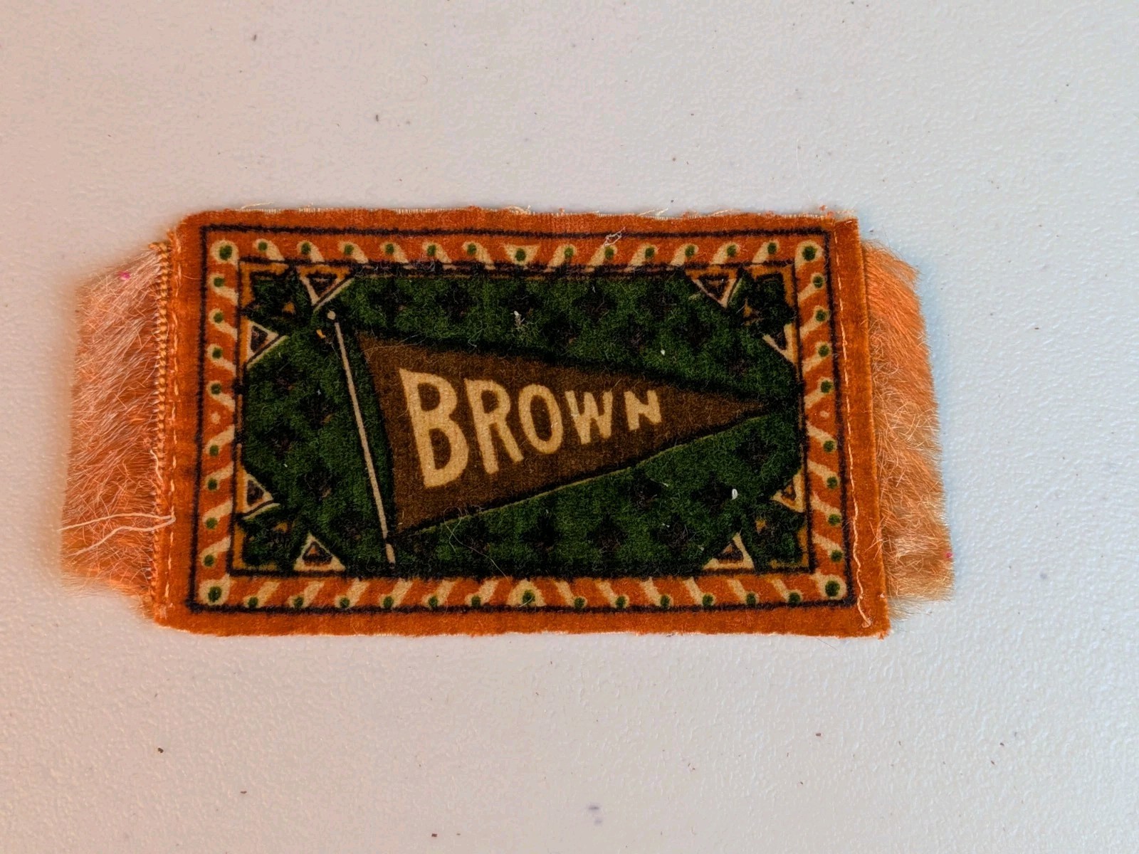 Antique 1910s tobacco cigarette felt with fringe BROWN UNIVERSITY pennant
