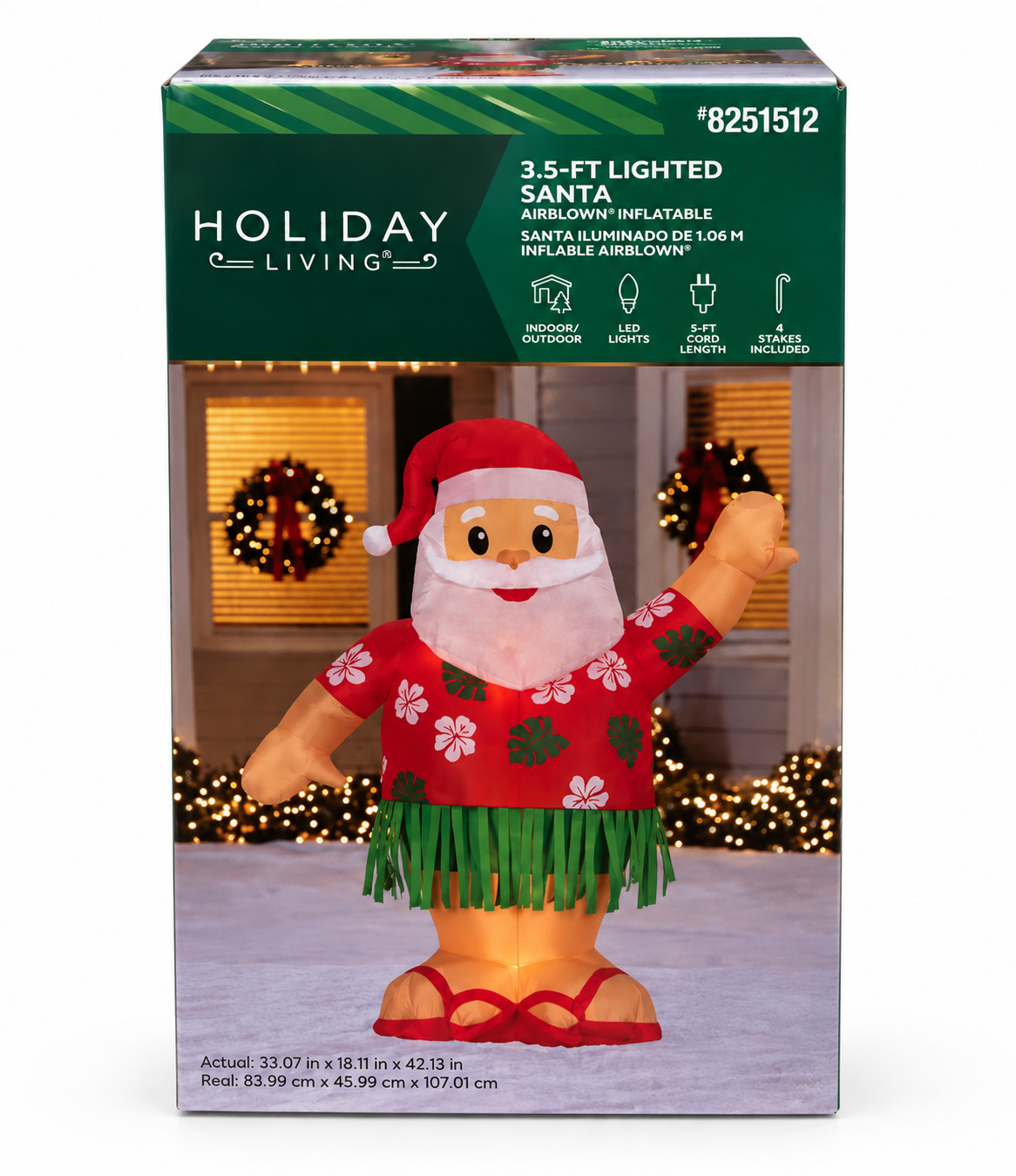 Holiday Living 3.5 Ft Hawaiian Hula Santa Christmas Inflatable Lighted Outdoor