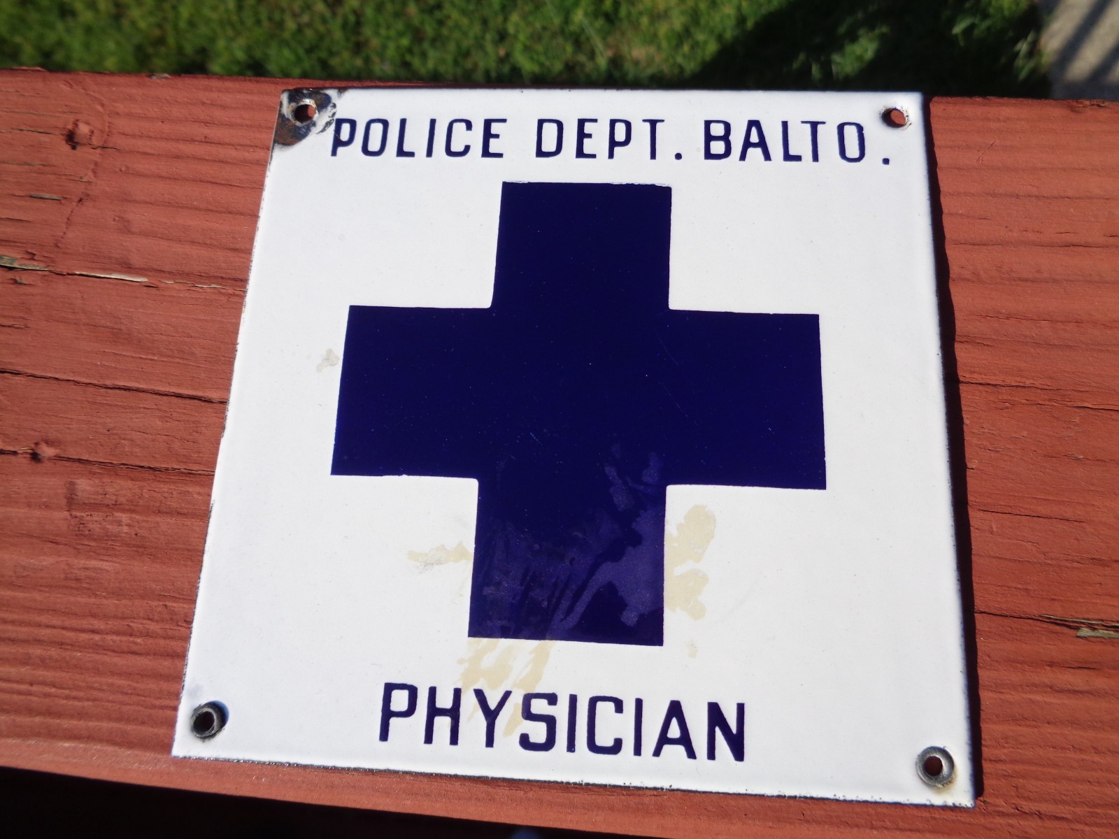 Vintage Baltimore Police Department Physician Porcelain Sign Rare Original Law