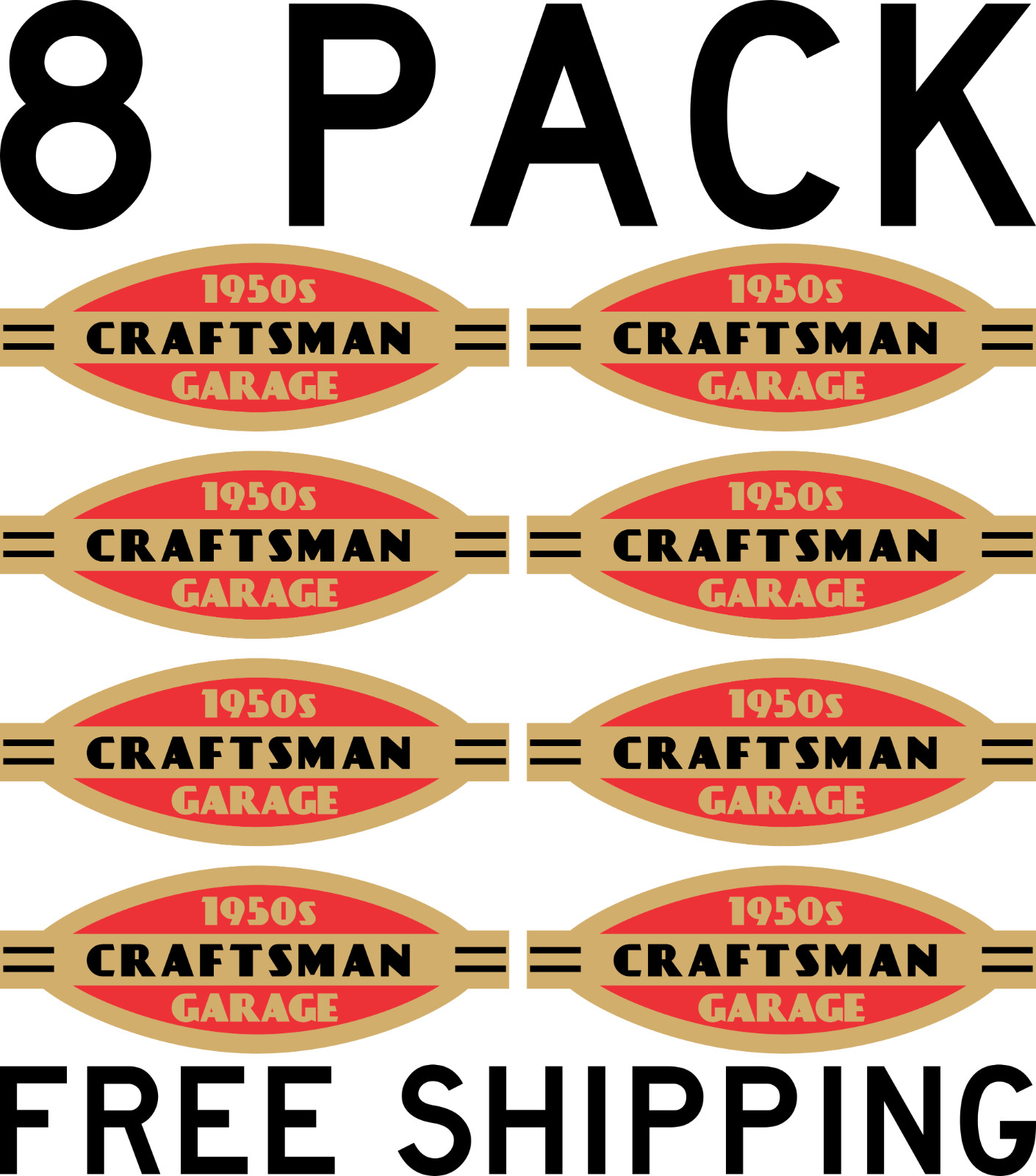 8 PACK VINTAGE CRAFTSMAN TOOLS 1950's DECALS STICKERS THREE INCH 